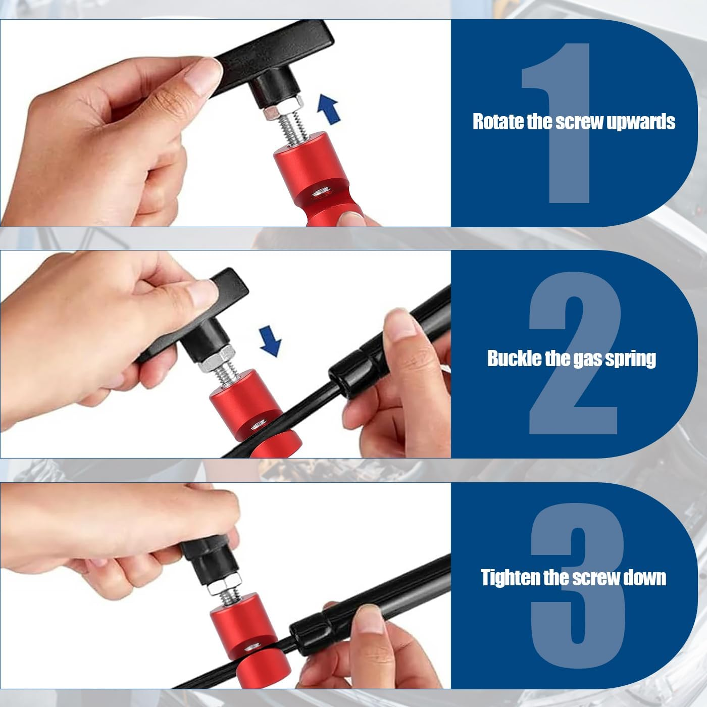 Bestgle 2 Pack Car Hood Lifting and Fixing Tool, Adjustable Car Hood Prop Struts Clamp Holder Automotive Hood Lift Supporting and Hold down Kit, Hood Strut Support Rod for Cars Trunks image number 1