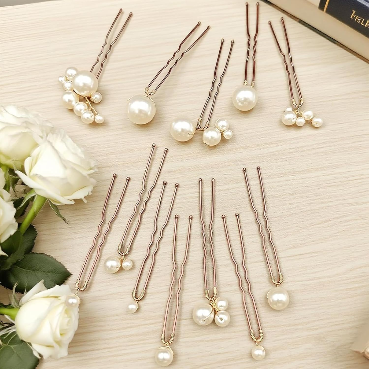 Evadollina Hair Accessories Wedding, 12 Pieces Hairpins, Floral Hair Accessories, Bridal Hair Items, Hairpins, Ladies, Christmas, for Festivals and Parties image number 5