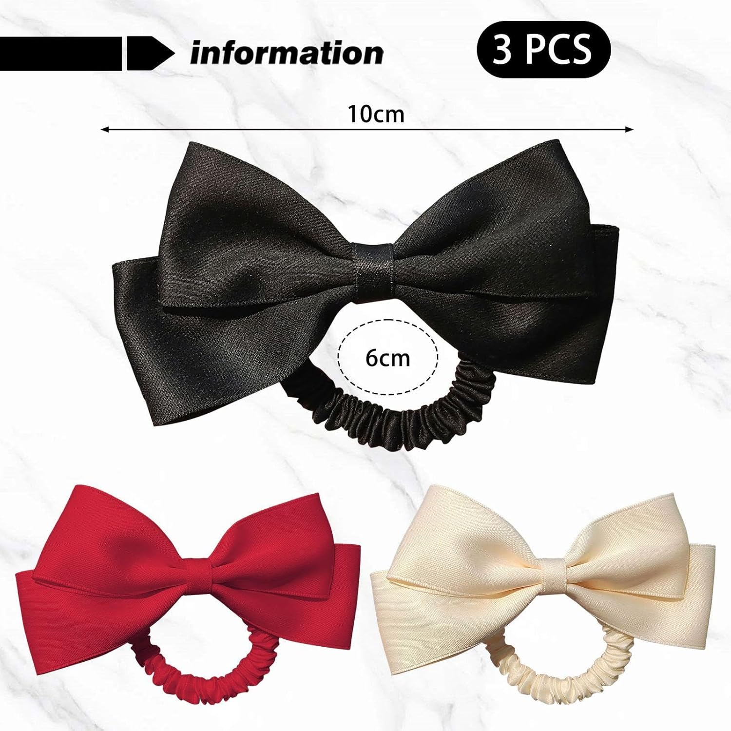 3 Pieces Bow Knot Hair Rope, Elastic Hair Rope, Simple and Versatile Hair Ring, Women'S Hair Accessories, Hairstyle Accessories.