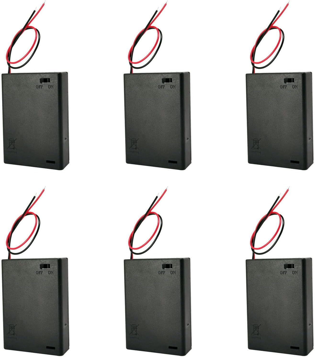 3 AA Battery Holder, 3 AA Battery Box, 6 Pcs 3AA Battery Case, 3X 1.5V AA Batteries Holder with On/Off Switch and Leads for DIY and Maintenance