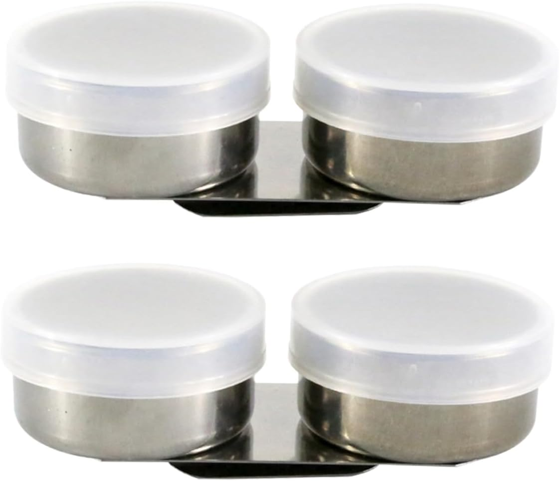 Homoyoyo Stainless Steel Brush Washing Pots with Lid 2Pcs Mixing Containers for Artists Portable Paint Cleaner Suitable for Oil Painting and Brush Cleaning image number 3
