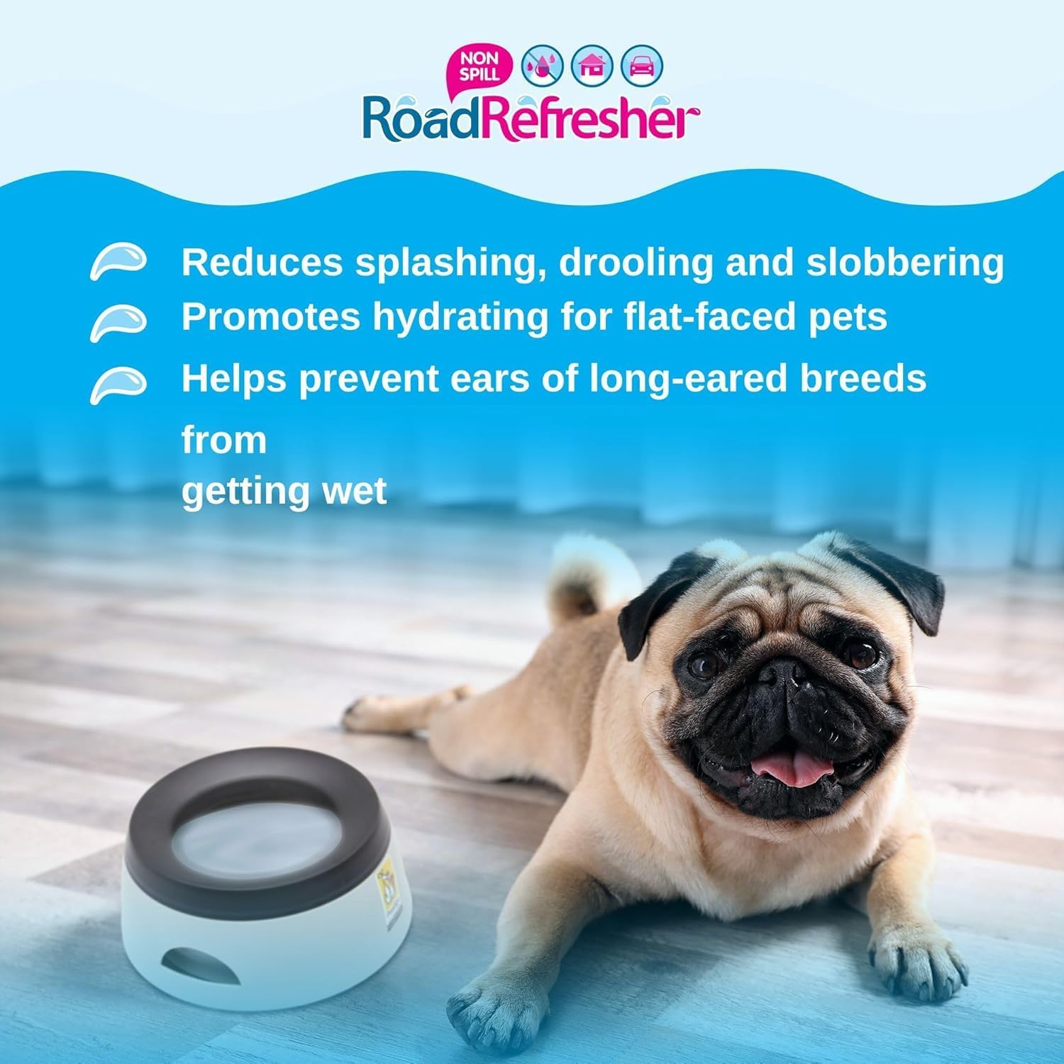 No Slobber, No Spill Dog Water Bowl | Eliminates Water Slobber from Even the Messiest Jowls, No More Wet Floors | Ideal for Home, Travel, Boat, RV | Size Small, Pewter Grey