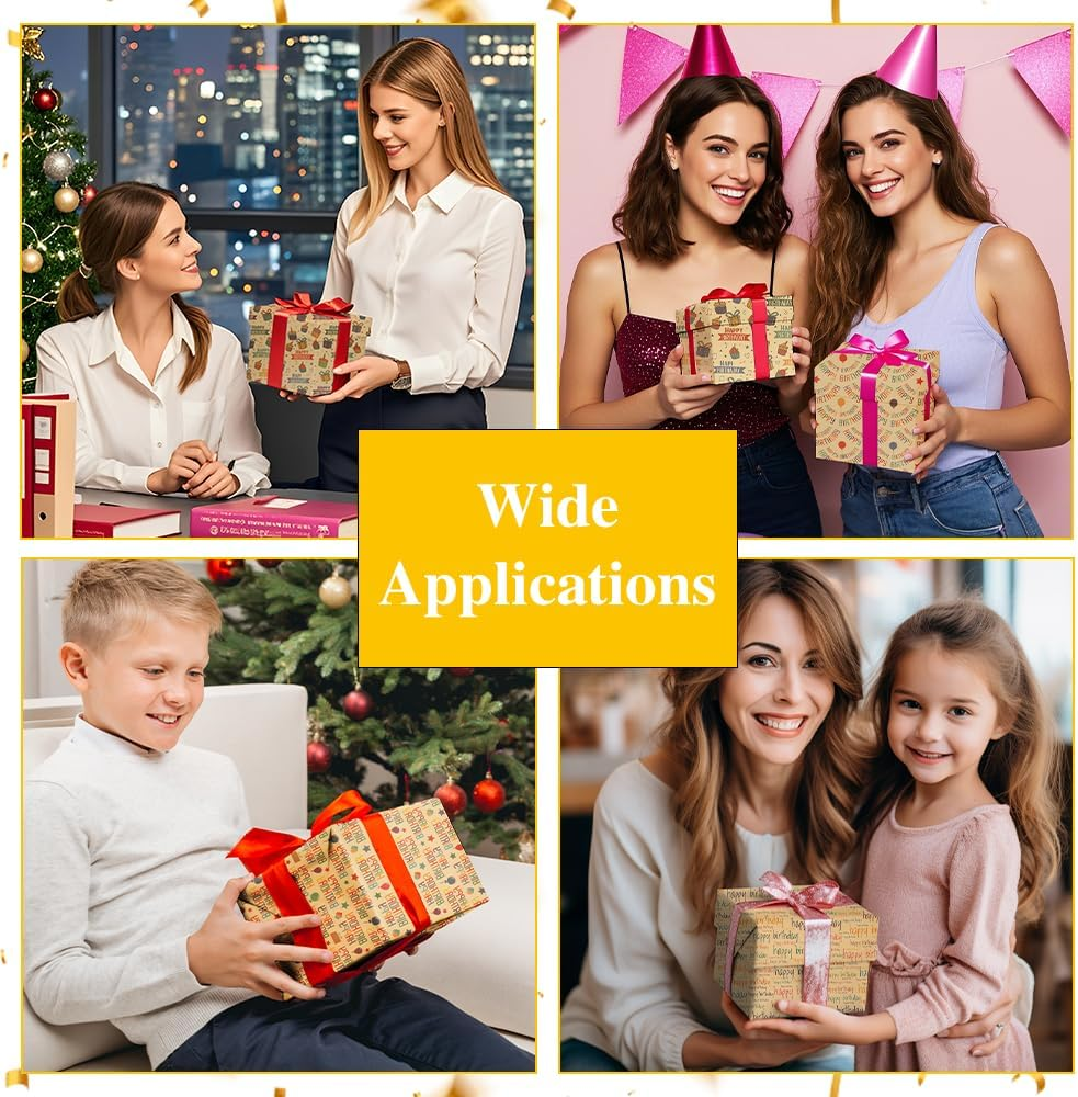 Rugwioyu Happy Birthday Paper 12 Sheets 20X27In Folded Flat Gift Wrapping Paper 4 Style Sports & Birthday Themed Gift Wrapping Supplies image number 5