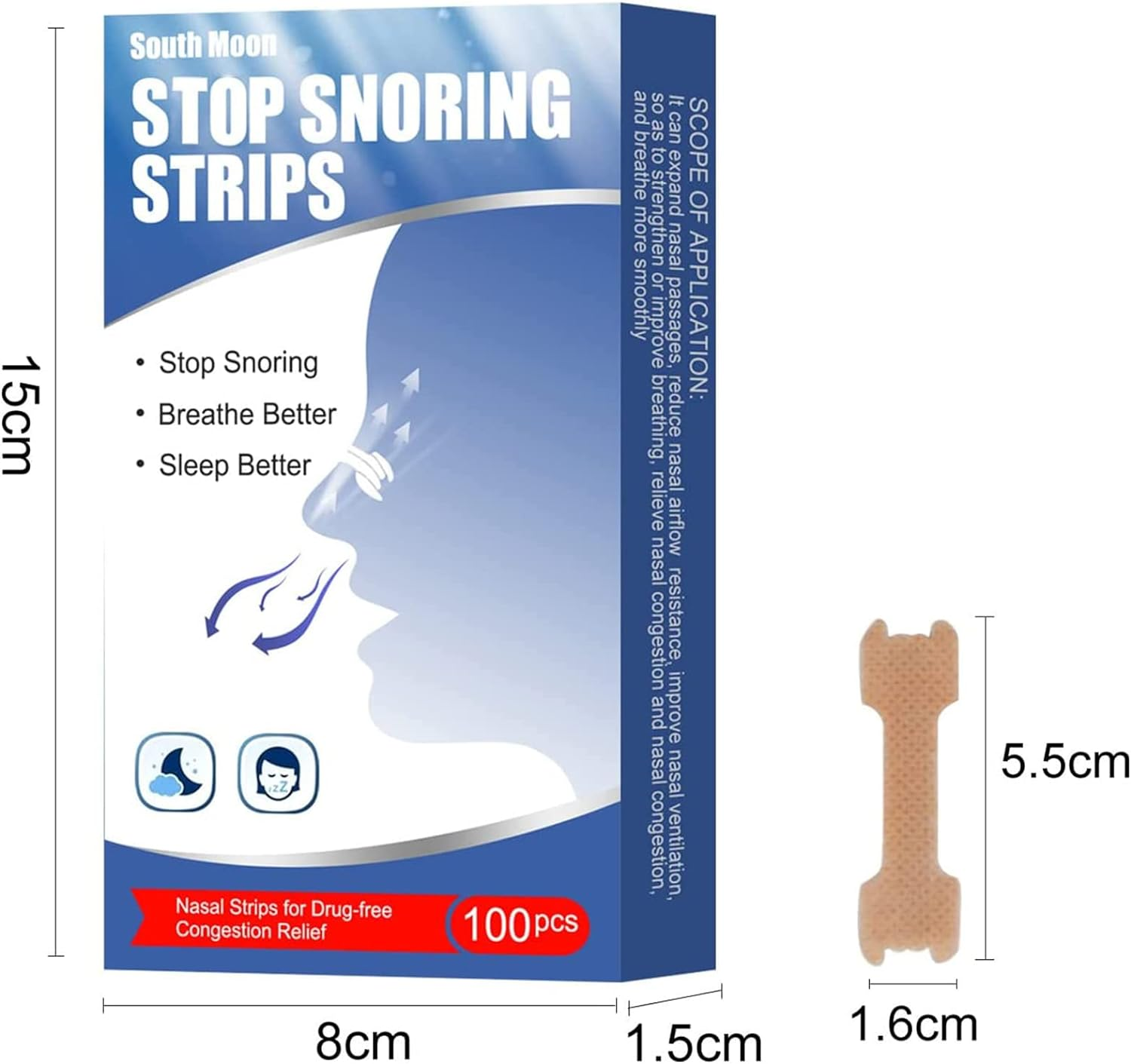 Nasal Strips for Snoring, Large 100 Pack - Extra Strength anti Snoring Solution for Men, Women -Snore Less - Stuffy Nose Relief for Congestion Clears Air Way to Breathe Better - Sleep Right