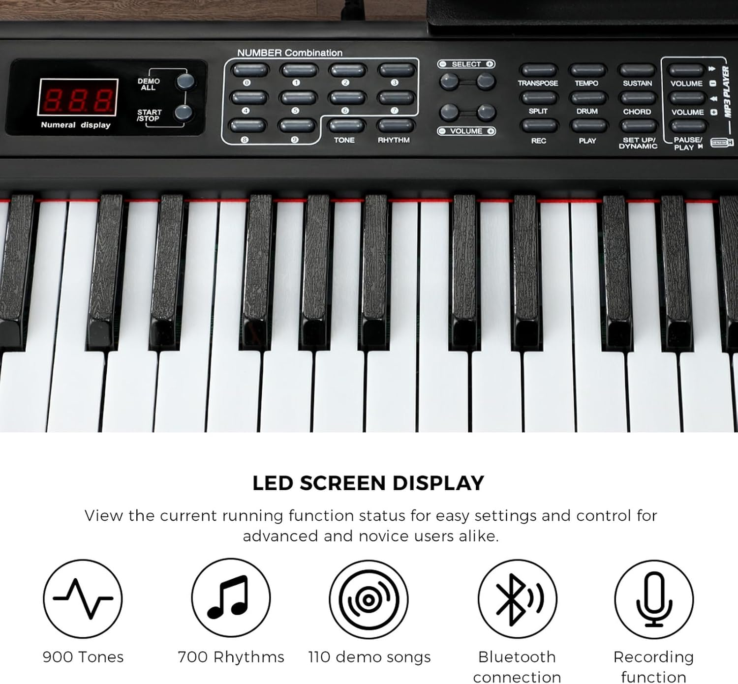 Mazam 88 Keys Piano Keyboard Portable Electric Keyboards image number 2