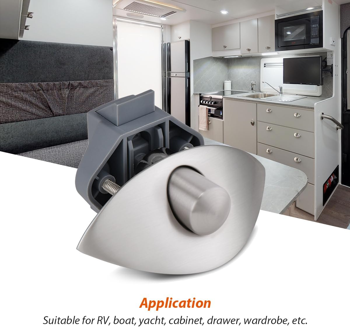 Dream Lighting 2PCS Zinc Alloy Half Moon Handle Push Lock Latch Knob for Motor Home Boat Caravan RV Cupboard Drawer Camper Kitchen Cabinet Door Hardware Accessories image number 3