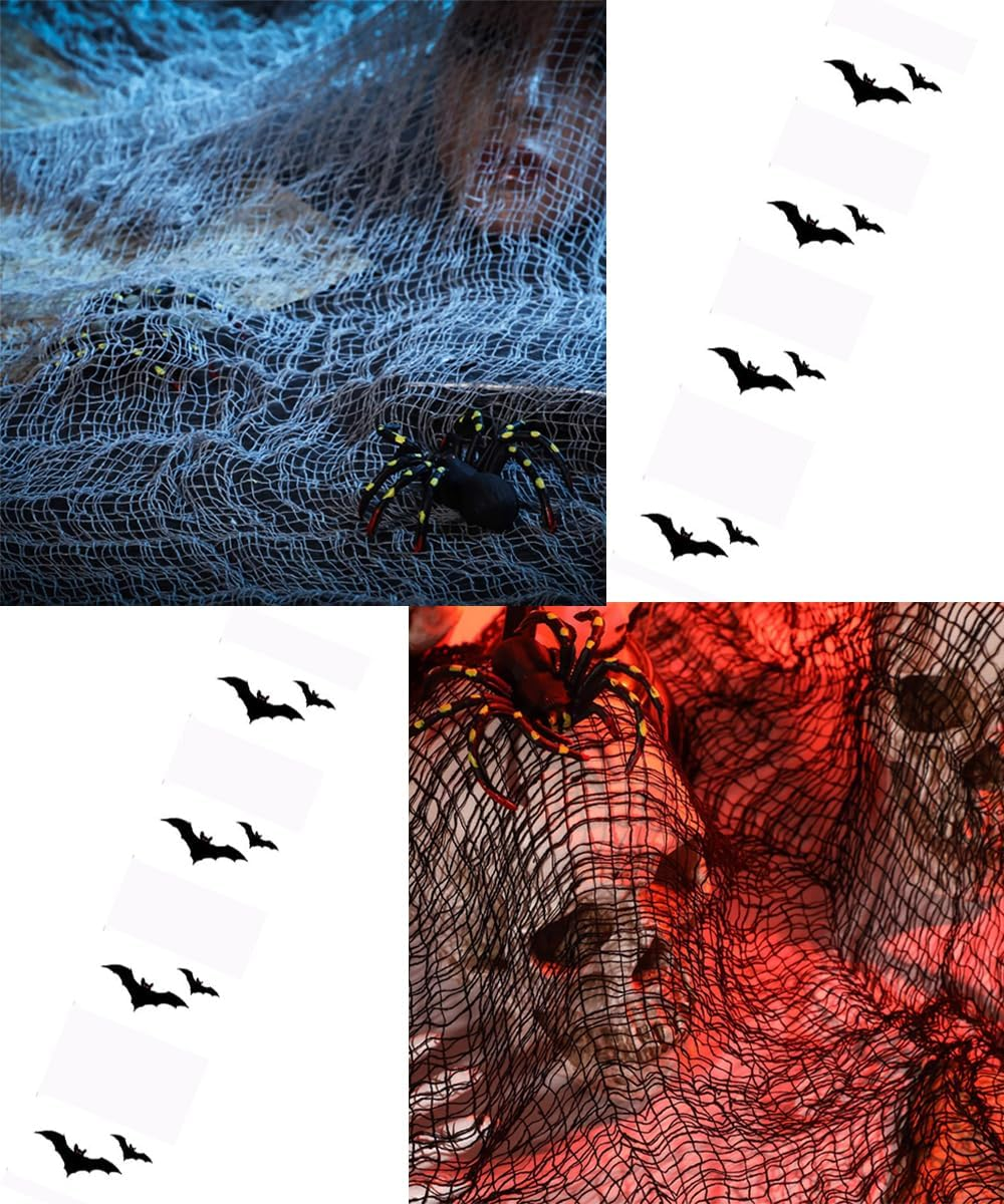 3Pcs 30&times;72Inch Halloween Creepy Cloth, Spooky Giant Cheesecloth Bloody, Black and White Cotton Gauze Cloths for Halloween Party Home Indoor Outdoor Haunted Houses Decorations image number 1