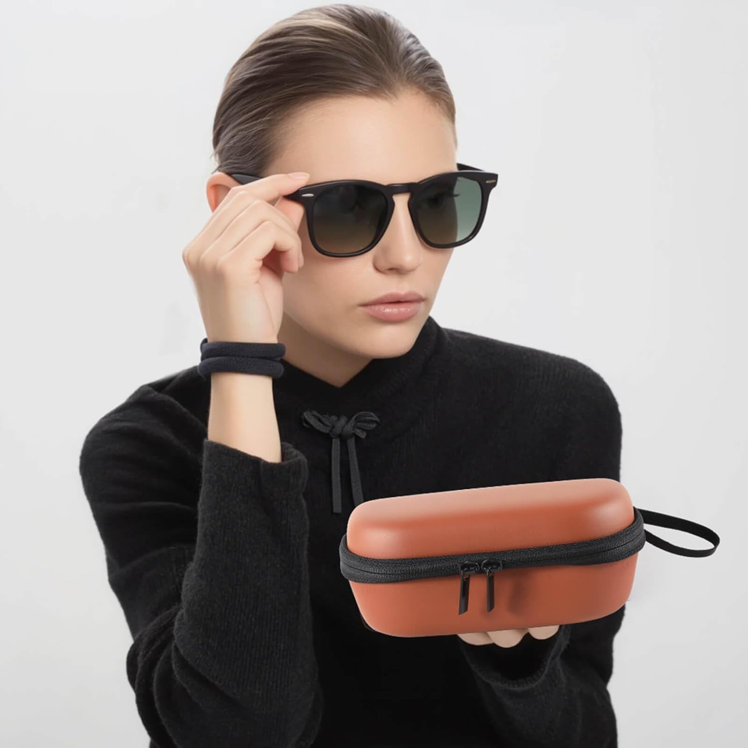 Hard Glasses Case for Ray-Ban Meta Wayfarer/Skyler/Headliner Charge Box &ndash;Compatible with Meta Rayban Smart Glasses Accessories &ndash;Eyewear Sunglasses Case Travel- Brown image number 5