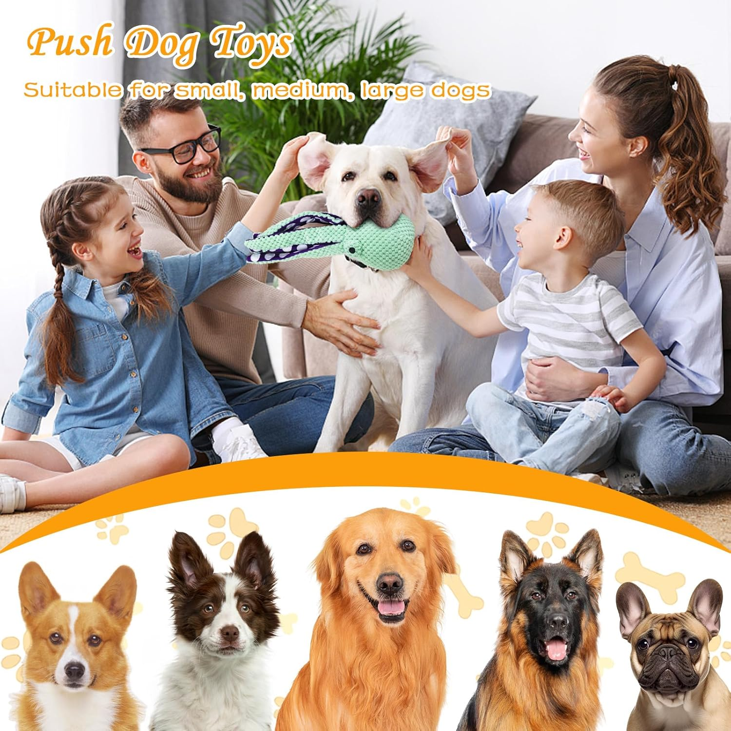 Dog Toy Soft Large, Lnteractive Plush Chew Pet Toy with Built-In Squeaker & Crinkle Sound, Puppy Enrichment Toys for Small, Medium and Large Dogs, Everyday Play, Training Rewards and Pet Gifts image number 3