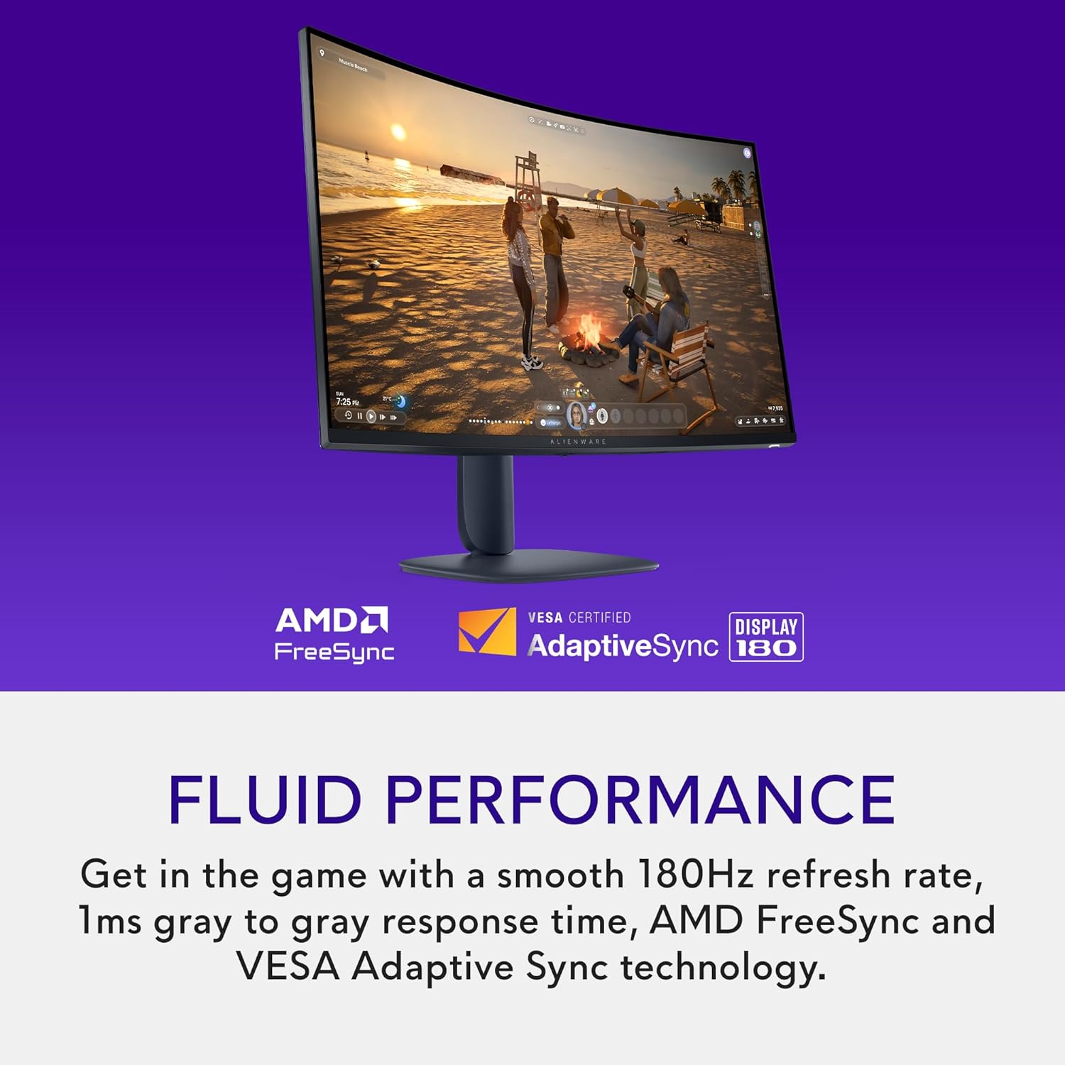 Alienware 32 Curved Gaming Monitor - AW3225DM - 31.5-Inch QHD (2560 X 1440) 180 Hz 1Ms Display, 1500R Curve, AMD Freesync, VESA Adaptivesync, VESA Displayhdr 400, VA Panel, 360&deg; Ventilation image number 2