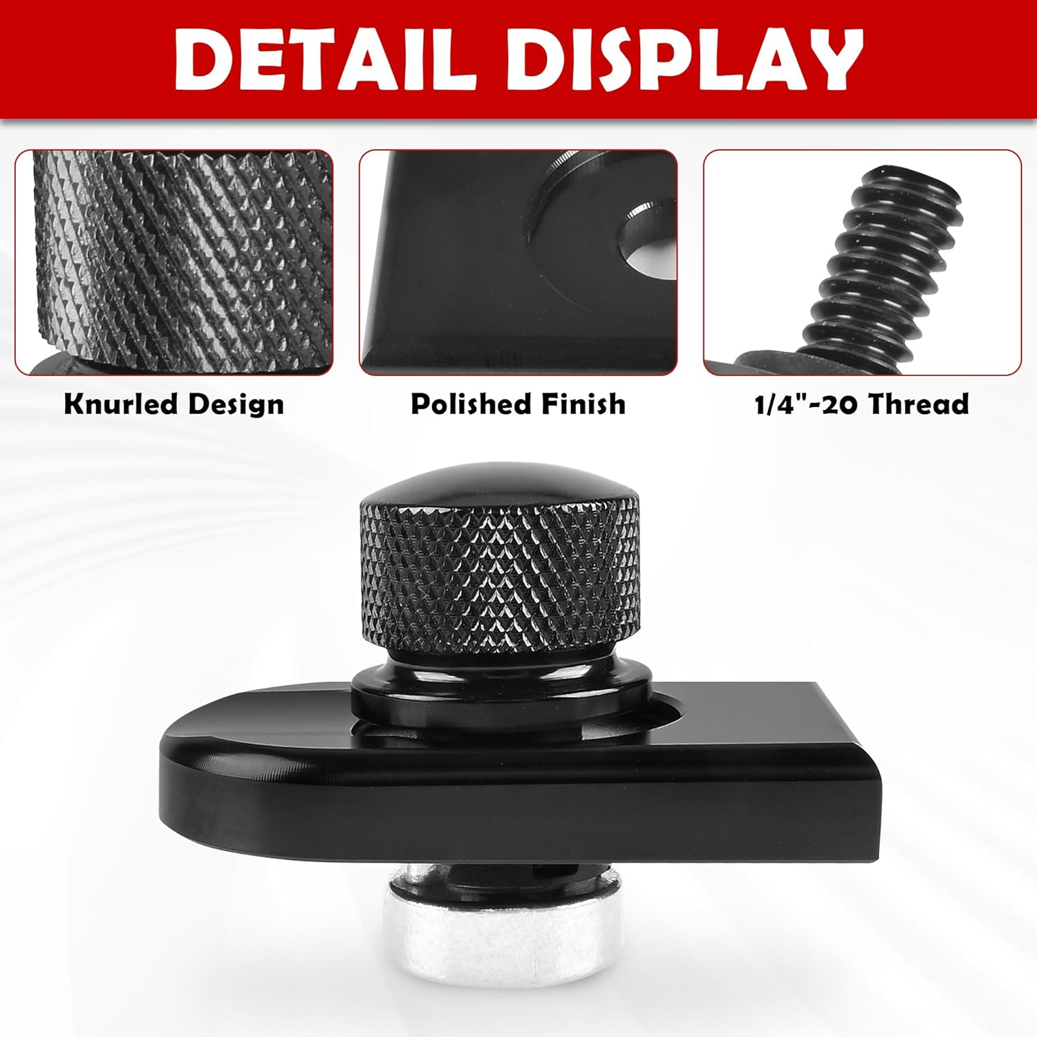 Screw Seat Bolt with Knob Cover Tab Compatible for Harley Davidson Touring 1996-2024 Black 3 image number 3