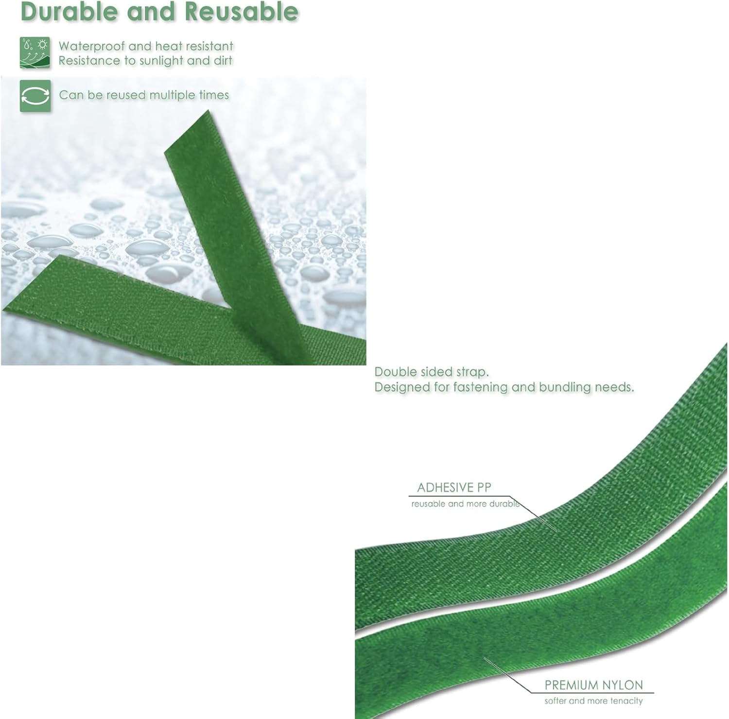 Garden Tie Green Tape, 20M/65.6Ft Green Garden Tape,Plant Supports Ties,Reusable Cable Ties-For Climbing Plants Straps Tree Stakes and Indoor Outdoor Plant Gardening Planters Flowers image number 6