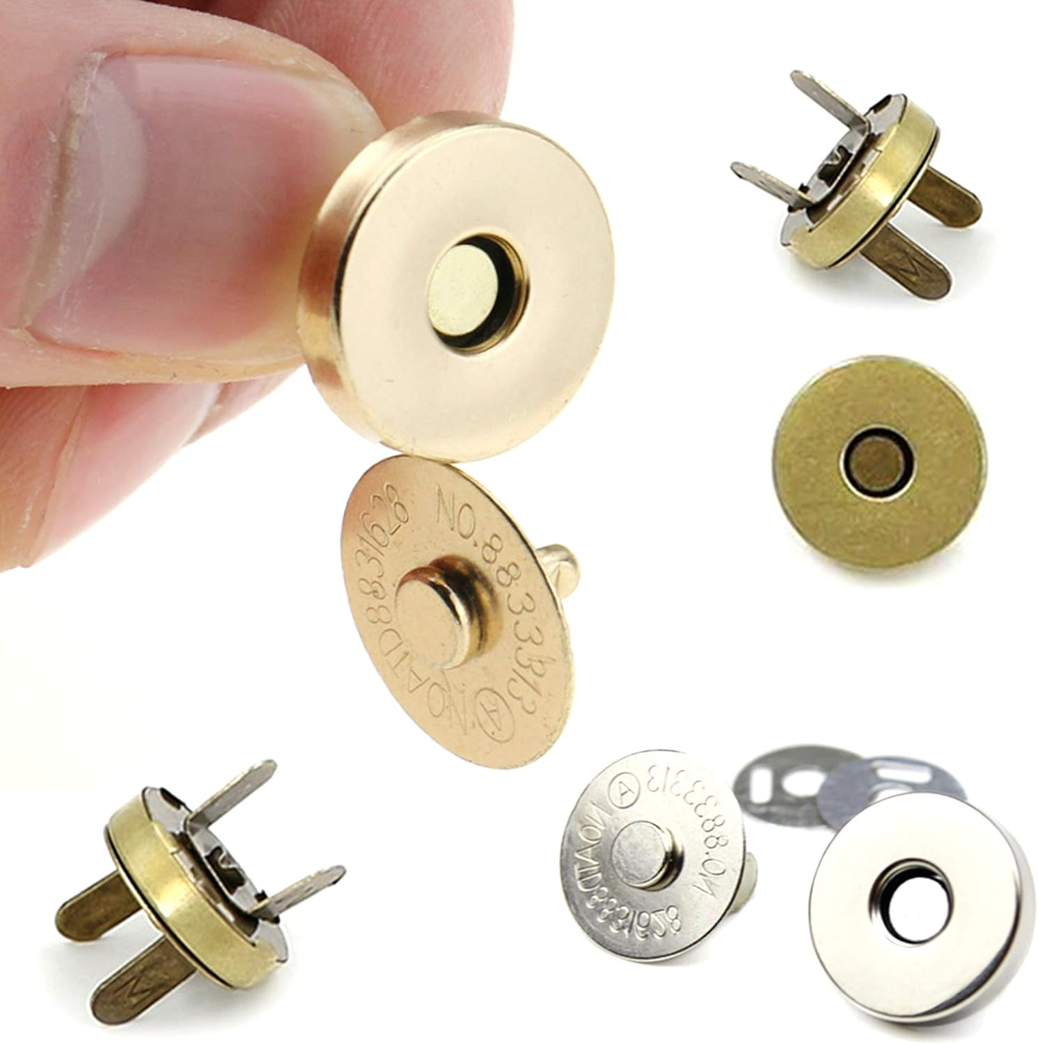 MYUBWTF 20 Set Magnetic Button Clasp Snaps, 3/4&ldquo; Purse Magnetic Bag Fastener Clasp, Magnetic Button Replacement Kit for Sewing, Craft, Purses, Bags, Clothes, Leather (Antique Brass) image number 5