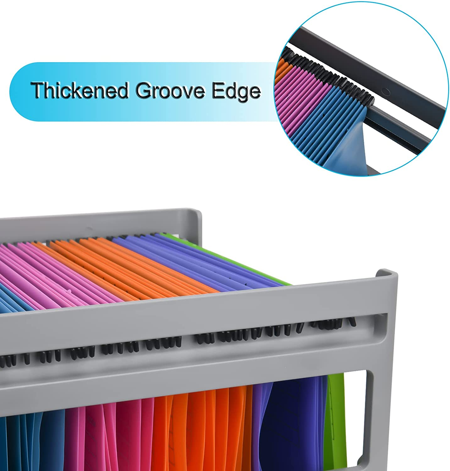 A4 Grey Plastic Hanging File Folder Shelf, for Office, Study, Hospital Data Organization,Outer Frame: 14.29X12.79X10.83 Inch image number 3