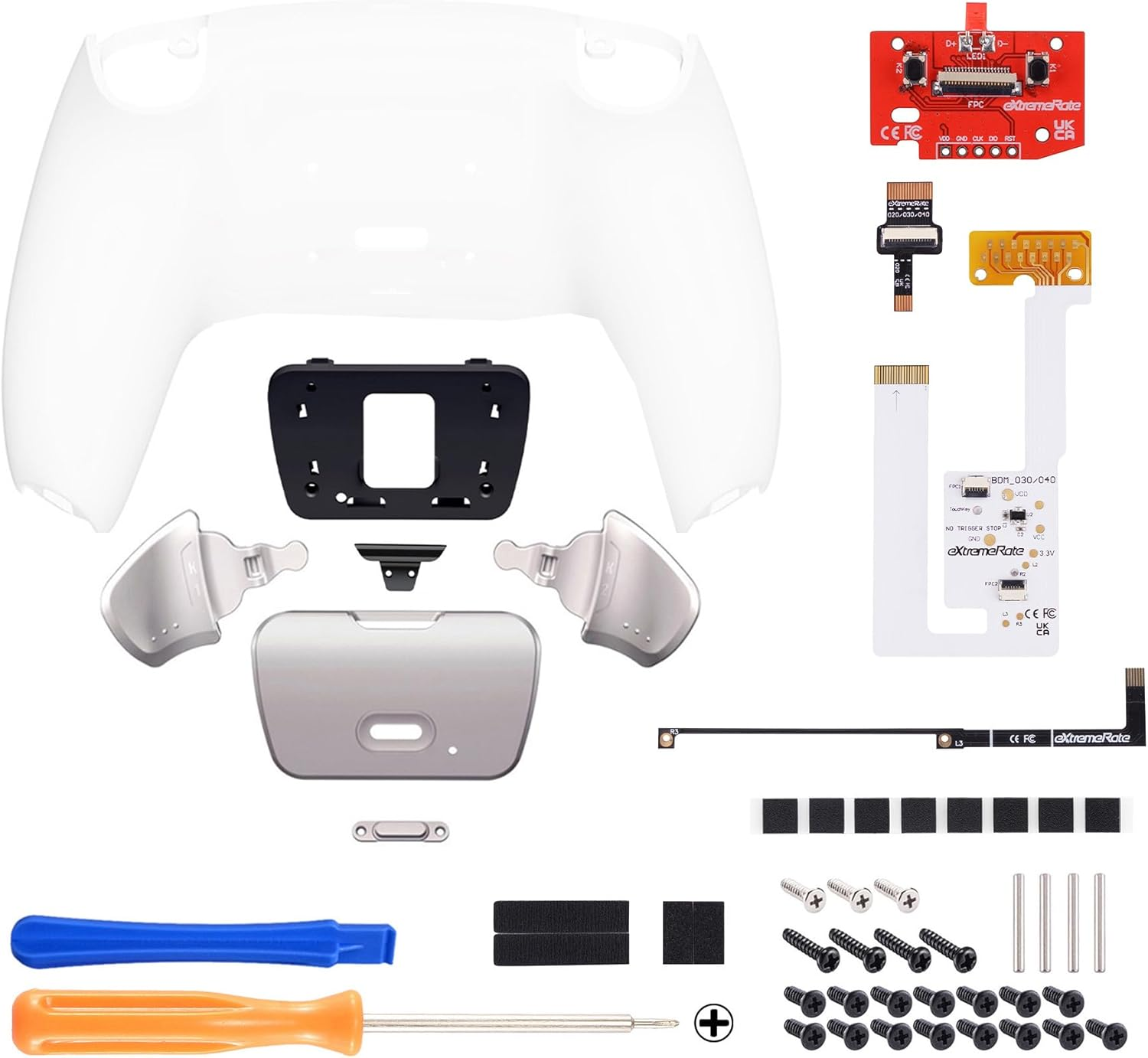 Extremerate White Metal Buttons RISE V3 Remap Kit for PS5 Controller BDM-030 040 050, Upgrade Board Redesigned Bottom Shell Programable Back Buttons image number 2