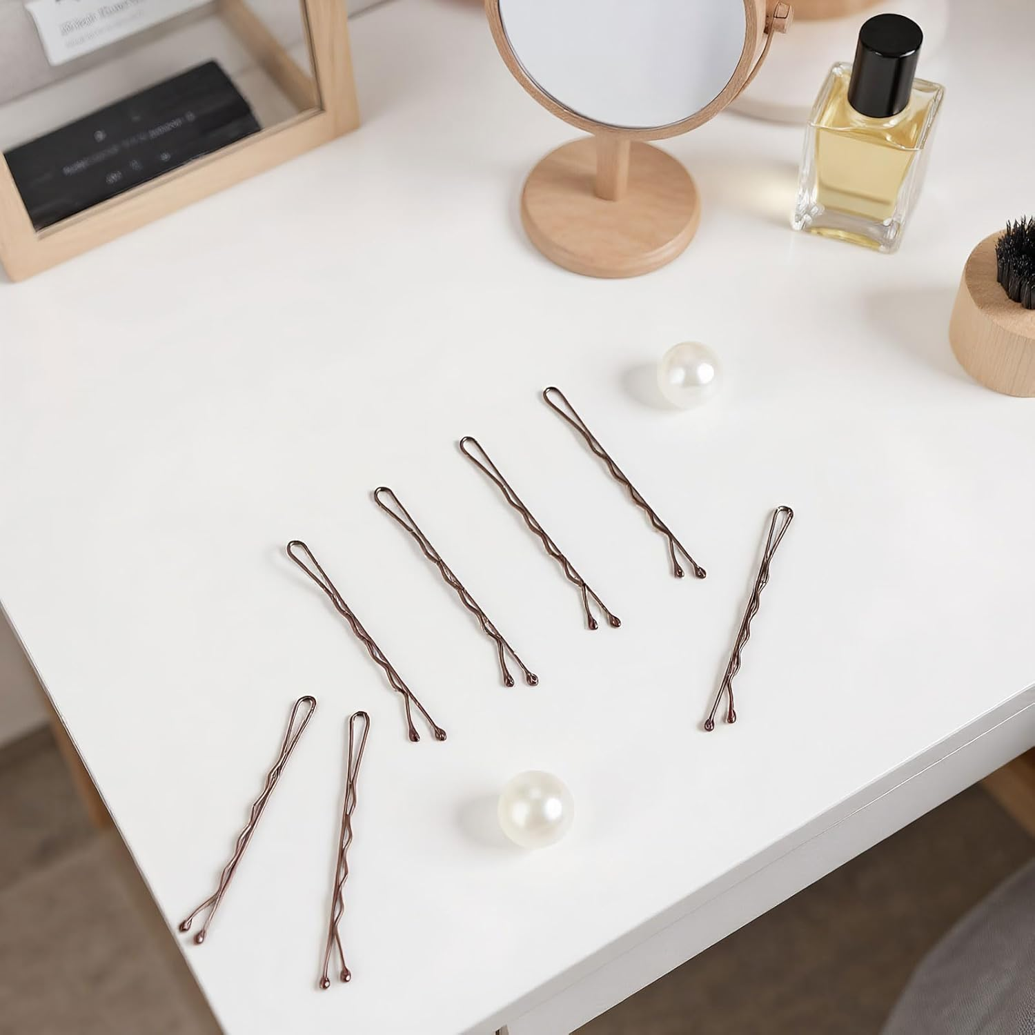 150 Pieces Bobby Pins, Hair Clips Hair Grips Kirby Grips for Women Hair Styling Pins with Storage Box (Brown) Ruibex image number 2