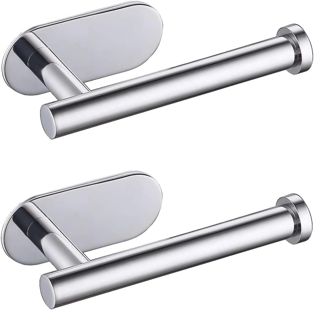 Bathroom Hardware Set 6-Piece - Towel Bar Toilet Paper Holder Wall Mounted 2 Towel Hooks 2 Adhesive Hooks - Stainless Steel Bathroom Accessories（Black）