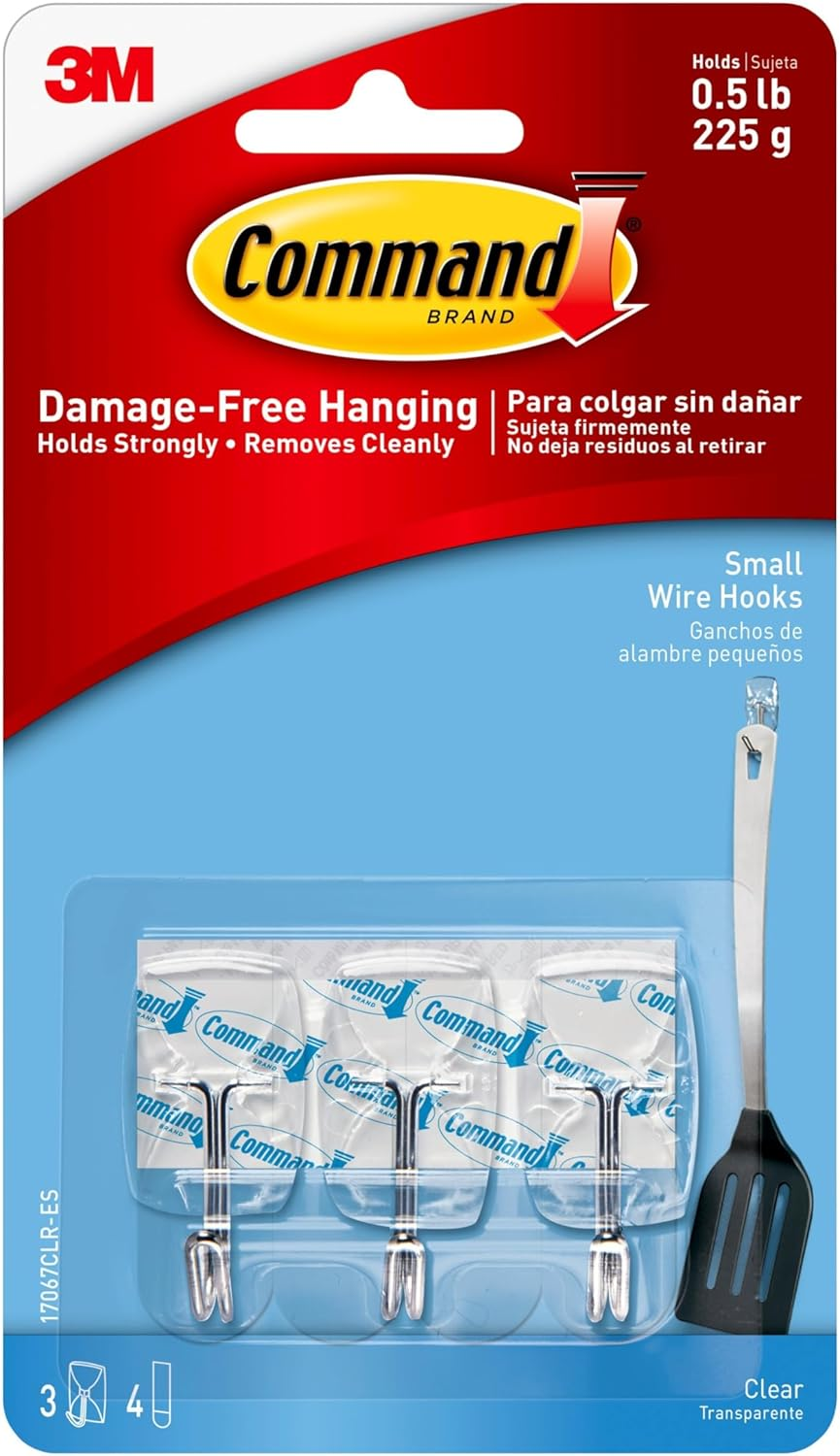 Command Wire Toggle Hooks with Adhesive Strips 7-Pieces Pack, Clear, Small image number 2
