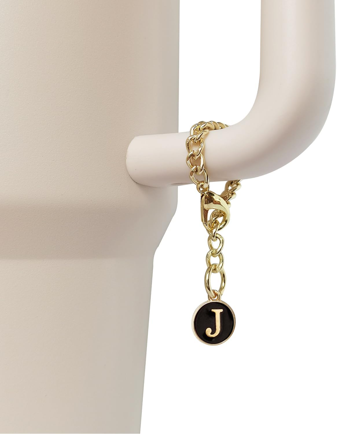 Stanley Cup Accessories, 1Pc Flower Stanley Straw Cover Silicone Straw Topper for Stanley 30&40 Oz Tumbler with Handle and 1Pc Initial Letter Charm for Stanley Cup (Letter J) - Letter A image number 1