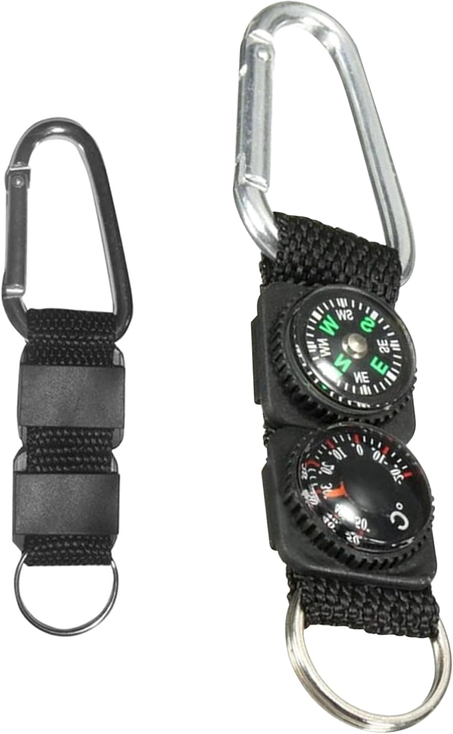 Compass Keychain Carabiner with Thermometer, Waterproof Hanging Mini Hiking Compass, Multifunctional Survival Tool for Outdoor Sports Hiking Camping Black Compass Carabiner Outdoor Compass Thermomete image number 2
