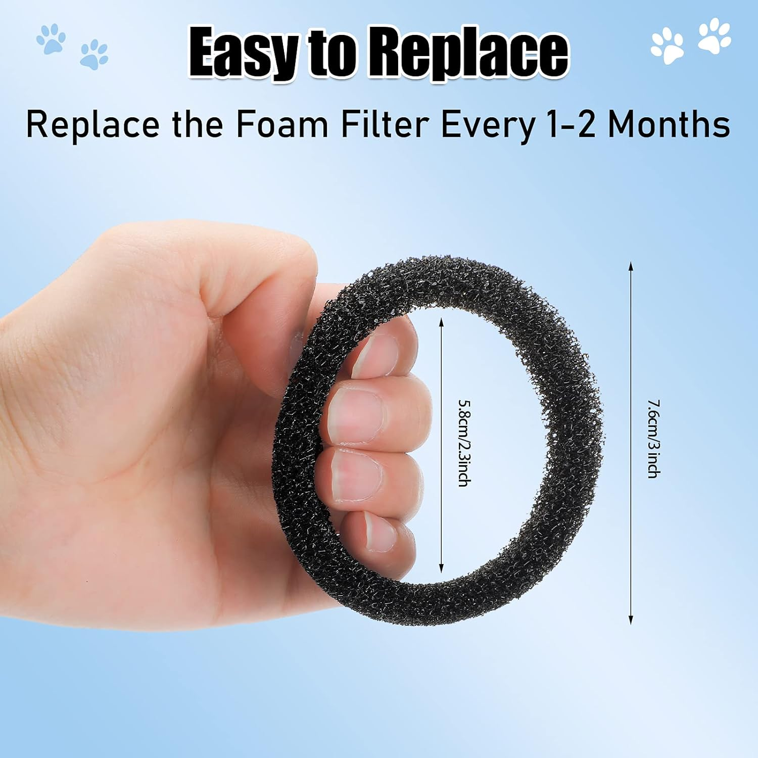 Enhon 16 Pieces Pet Fountain Foam Filters round Sponge Black Filter Foam Cat Fountain Replacement Filter for 2.5 L/ 84 Oz Stainless Steel Cat Pet Drinking Water Stay Healthy Clean(16 Pieces) image number 2