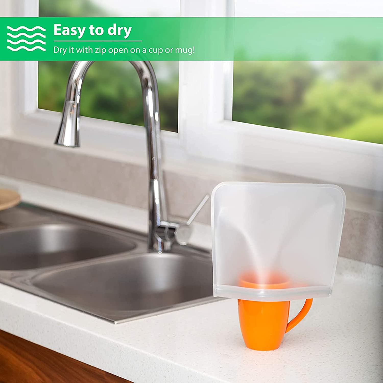 Reusable Ziplock Bags Silicone,14 Pack Reusable Freezer Bags, Food Storage Bags with 2Gallon Bags,6 Sandwich Bags and 6 Food Grade Snack Bags for Kids, for Meat, Fruit,Veggies image number 3