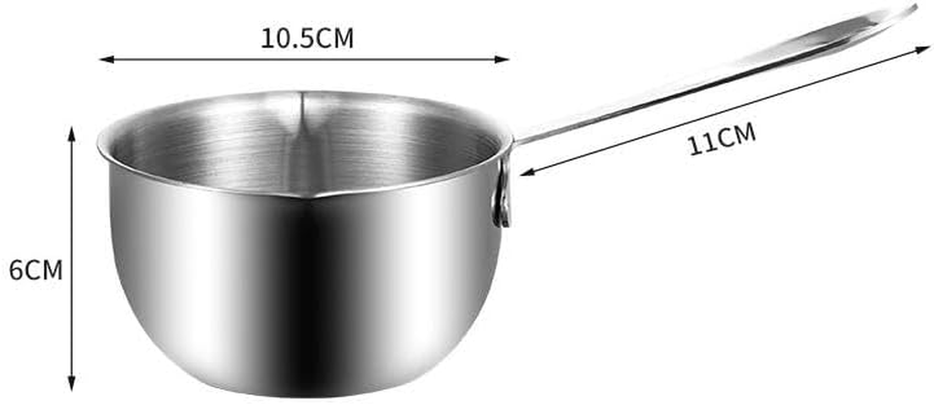 Butter Melting Pot, Stainless Steel Butter Warmer with Dual Pour Spouts, Induction Bottom, Small Saucepan for Stove Top, Coffee Tea Special Small Pot for Hot Oil Splashing (Silver, One Size) image number 3