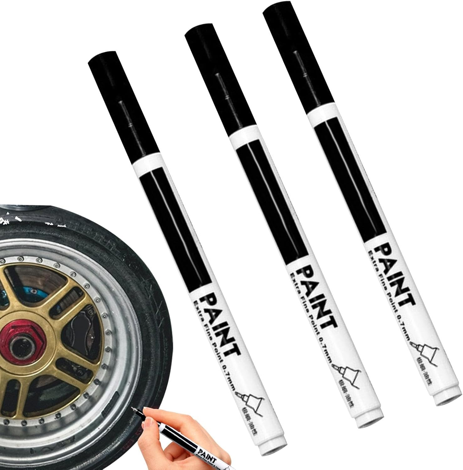 Paint - Rim Paint, Slim Auto Paint Pen | 3-Piece Professional Wheel Scratch Repair Kit, Car Scratch Eraser for Curb Rash, Scuff and Scratch Wheel Repair Paint for Easy Fixes