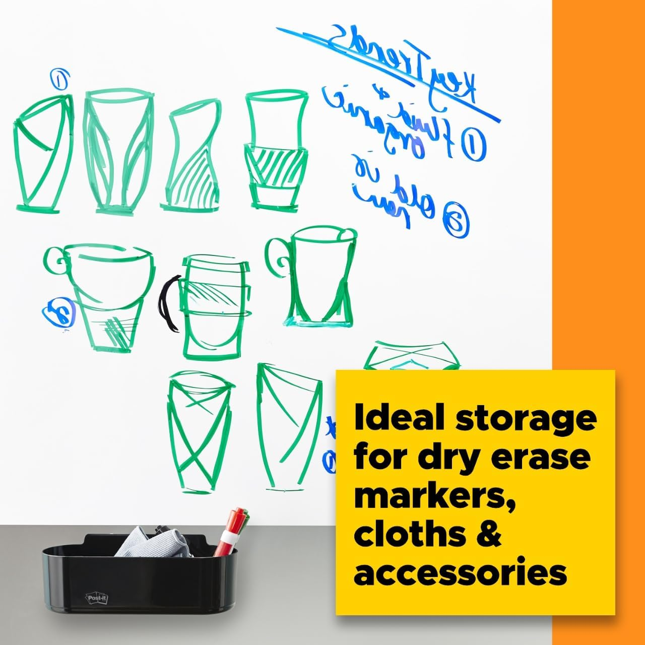 Post-It Instant Whiteboard Film Dry Erase Surface Accessory Tray, (Deftray) image number 4