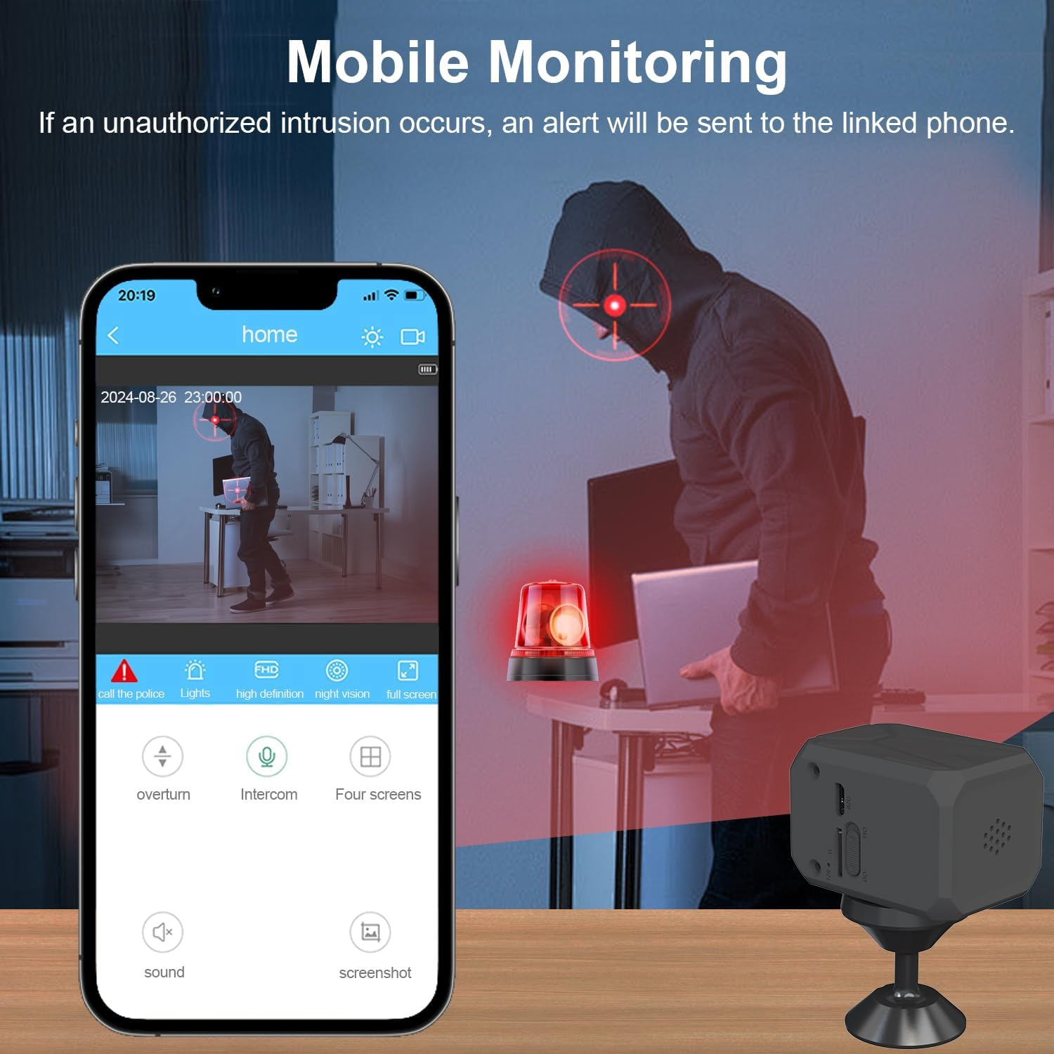 1440P HD Mini Wifi Security Camera &ndash; Indoor Wireless Rechargeable Pet/Home/Office Surveillance with Motion Detection, Night Vision, 100-Day Battery, Cloud/Sd Storage & App Control（Black）