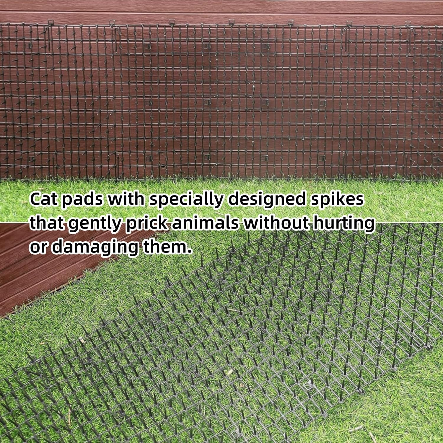 6.6 FT Cat Scat Mat with Spikes Black Cat Deterrent Mats Plastic Scat Mat for Cats Includes 8 U Nails image number 3