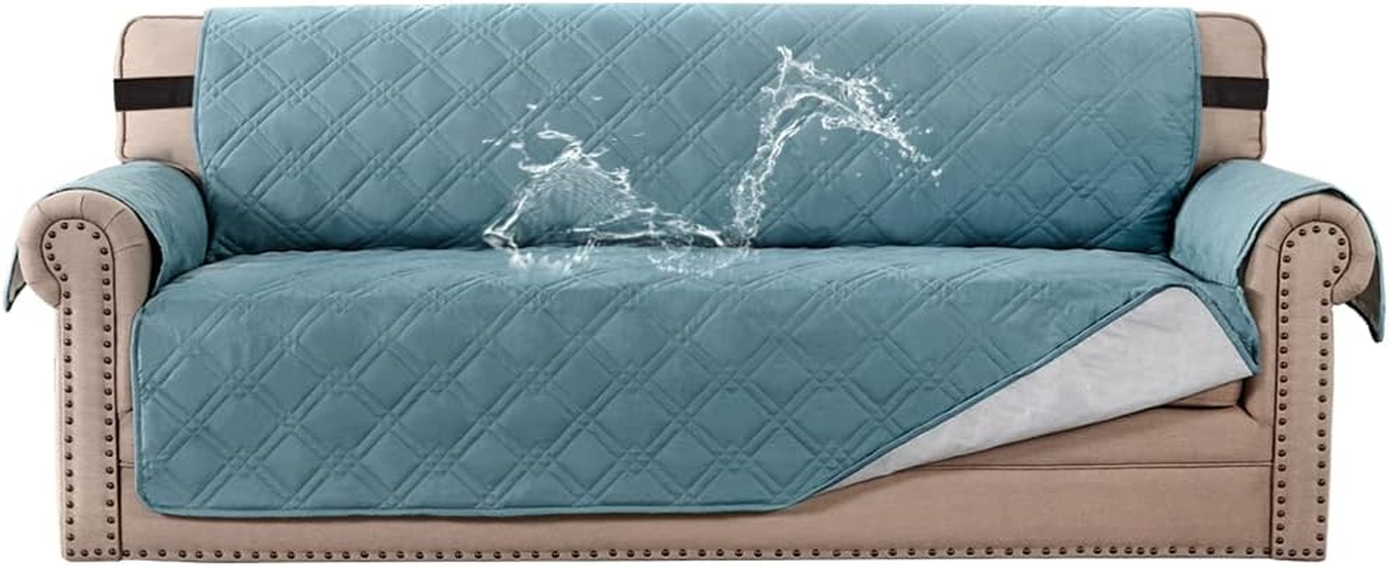 H.VERSAILTEX 100% Waterproof Couch Covers Machine Washable Sofa Cover for Dogs/Pets/Kids Couch Protector Waterproof Non-Slip Backing Sofa Slipcover for Pets (3 Seater, Taupe)