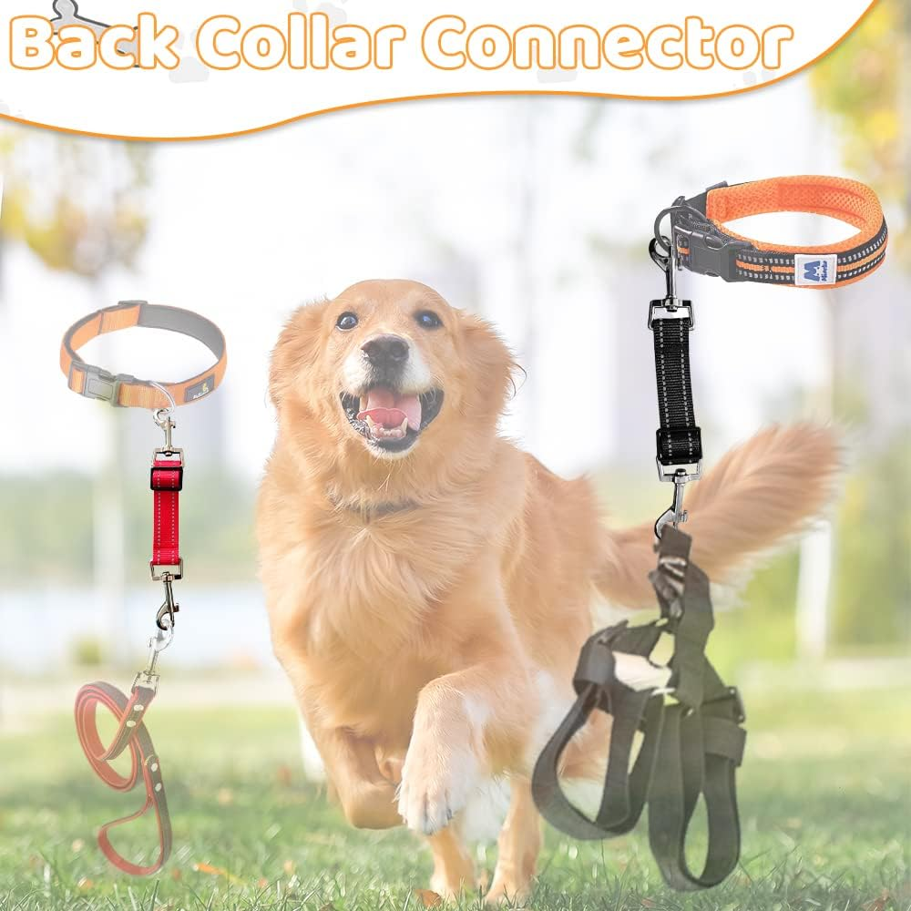 JVHLOV 5 Pcs Dog Collar Connector, Adjustable Reflective Pet Collar Leash, for Dog Harness to Collar Safety Clip