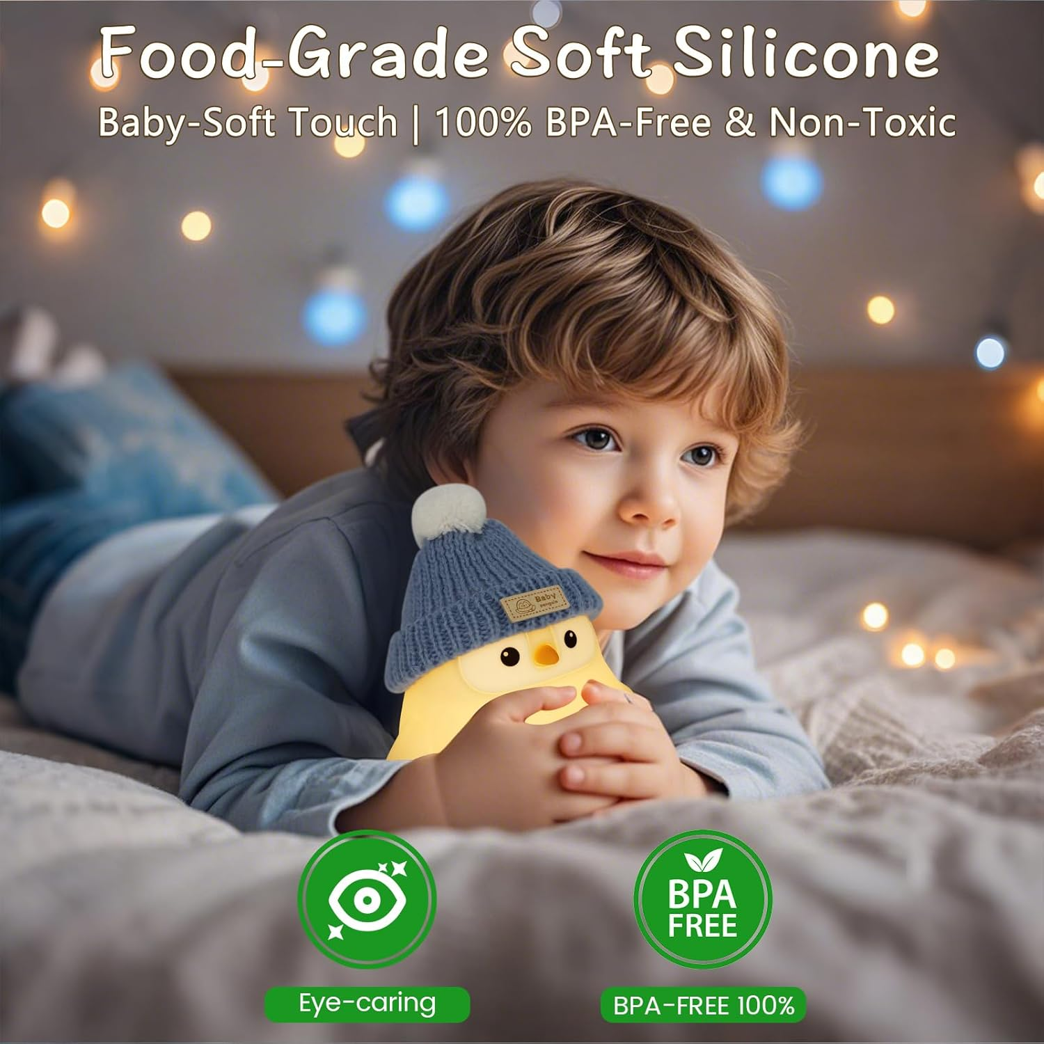 FAMIDUO Penguin Lamp with Knit Hat,Kawaii Penguin Night Light,Food Grade Silicone,Dimmable Nursery Nightlight,Led Squishy Novelty Animal Lamp,Kids Room Decor,Funny Gifts for Kids Boys Girls Baby image number 3