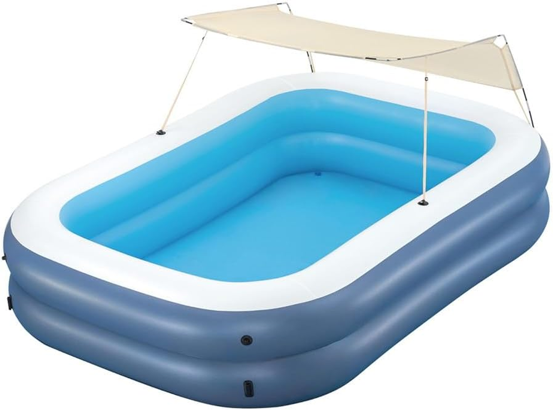 Kids Inflatable Pool above Ground Splash Pool with Sunshade 254X178Cm image number 1