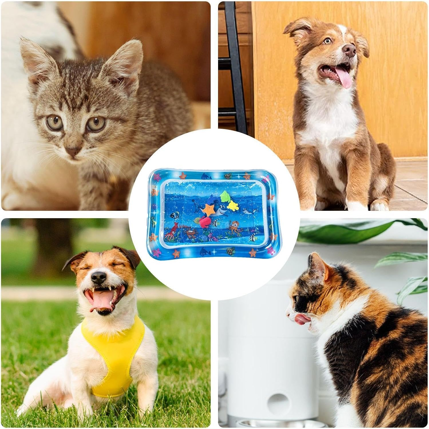 Water Mat for Cats, Water Sensory Playmat with Fish for Pet, Inflatable Water Mat for Cat and Dog, Water Sensory Pad Water Feel Cool Comfort image number 5