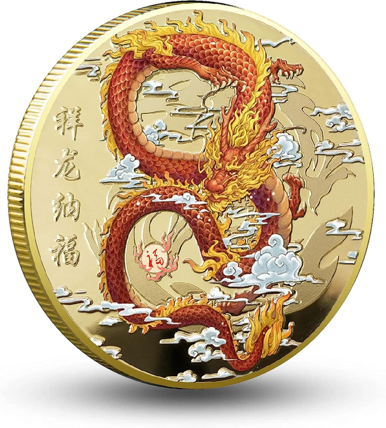 Soaring Chinese Dragon Gold Lucky Coin - Lottery Ticket Scratcher Tool - Good Luck Chinese Challenge Coin image number 3