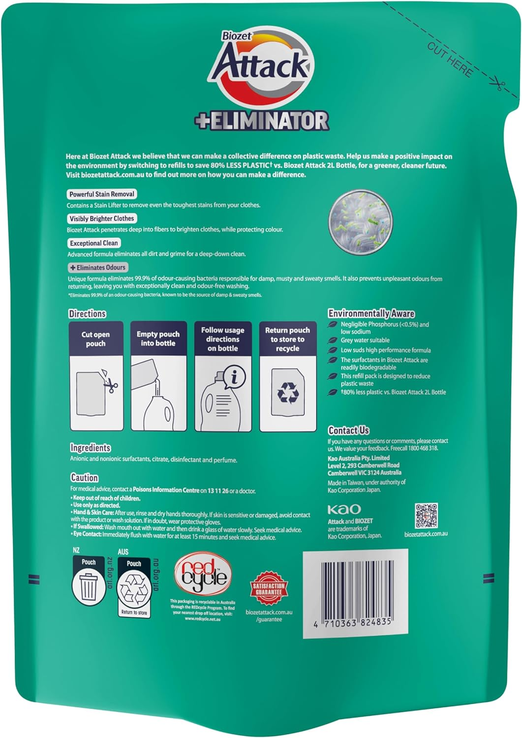 Biozet Attack plus Eliminator Laundry Liquid Refill 1.8L image number 1