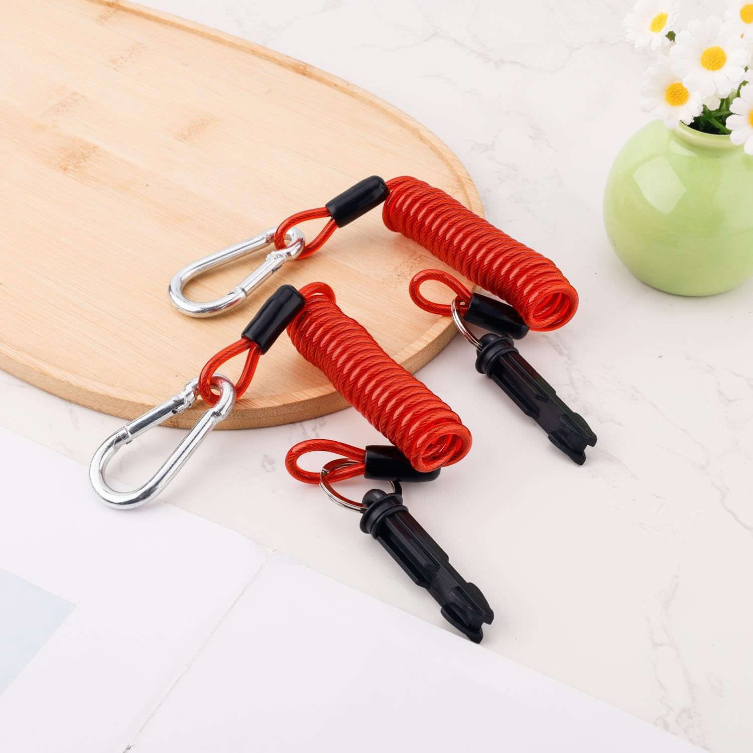 Gosknor 2Pcs Trailer Brake Away Cable, 4Ft High Rebound Spring Breakaway Coiled Cable Trailer Emergency Brake Cable Camper Safety Breakaway Cable for RV Trailer Emergency Camper image number 3