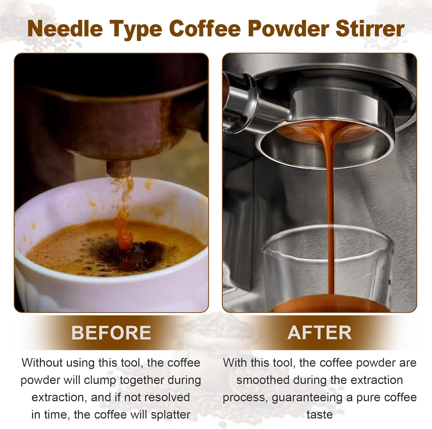 2 Pcs Coffee Distribution Tool &ndash; Espresso Stirrer Tool with 5 Needles (0.3Mm) & Natural Wood Handle, Includes Stand &ndash; WDT Espresso Distributor for Home, Kitchen, Caf&eacute;, Barista(Walnut/Rosewood)