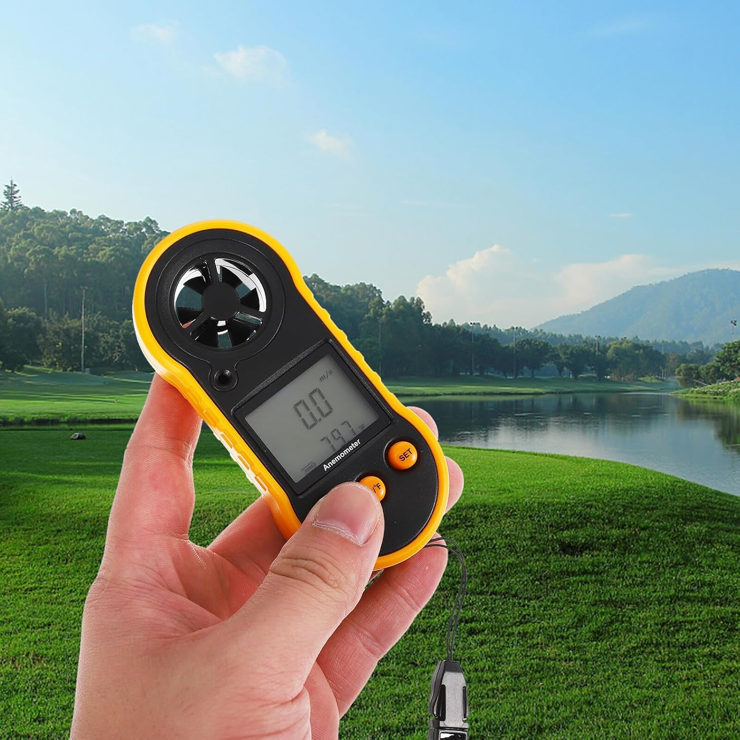 GALPADA Digital Handheld Anemometer Wind Speed with Temperature Monitor Compact Air Gauge for Accurate Airflow Measurement Ergonomic Design Units Wind Velocity Includes Protective Case And image number 1