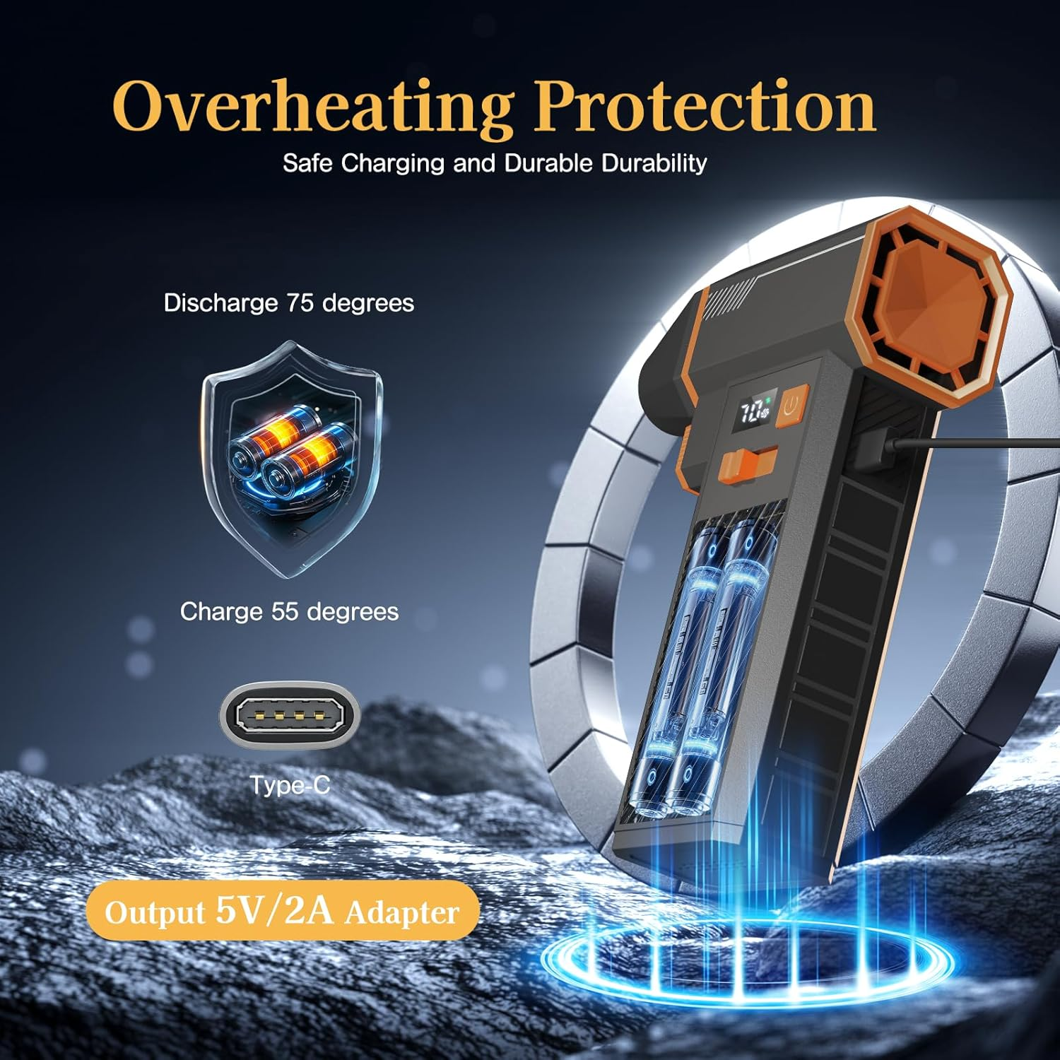 Electric Air Duster,350000Rpm Air Mini Blower with 1 Nozzle&Cleaning Brush, Rechargeable Compressed Air Duster with LED Light, Ideal for Home, Bed,Computer, Keyboard, Car, Pet Hair and Outdoor image number 5