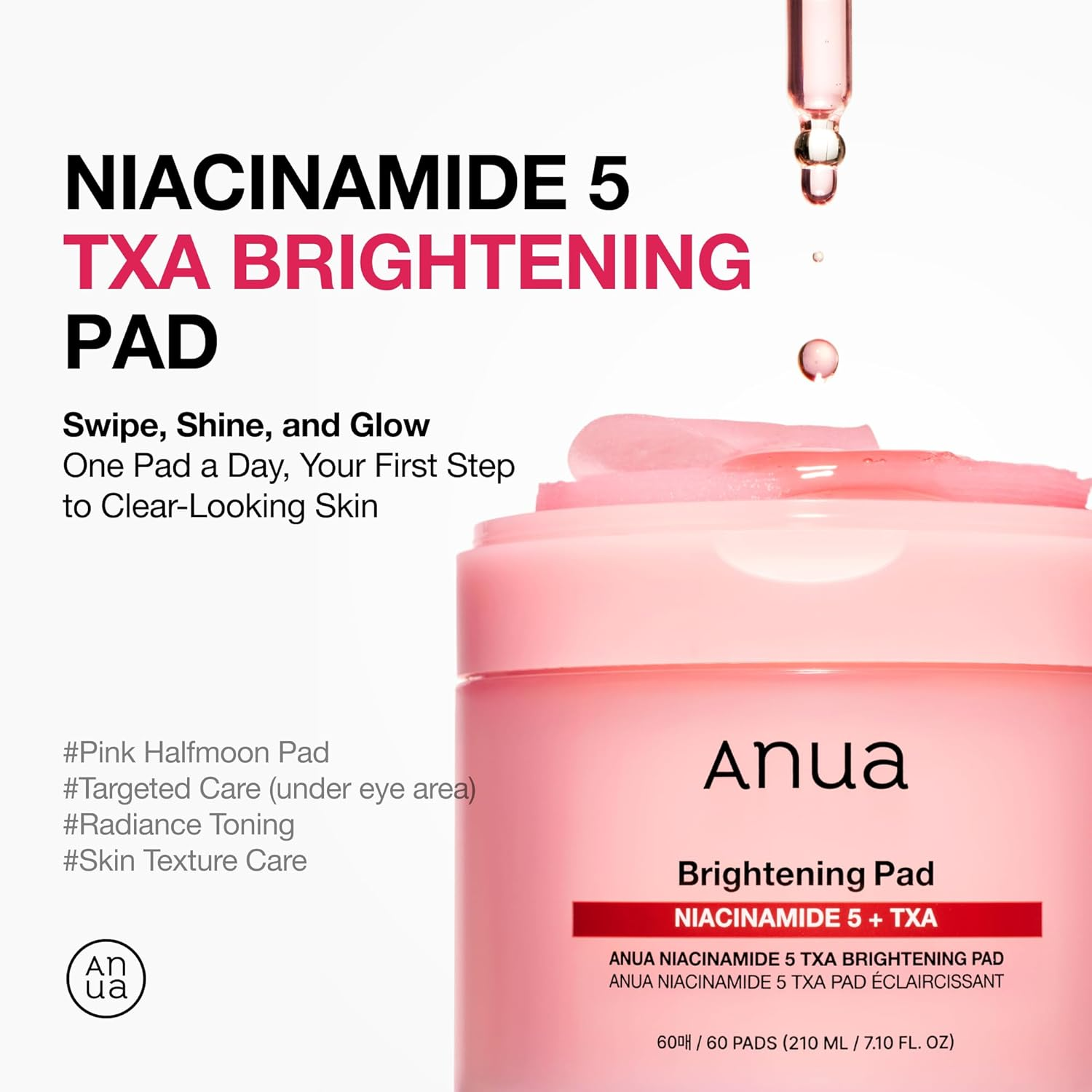 Anua Niacinamide 5 TXA Toner Pads &ndash; Hydrating Facial Pad for Even-Looking Skin Tone & Daily Radiance Care, Glow up Under-Eye with Tranexamic Acid, Korean Skin Care (210Ml, 60 Pads) image number 2