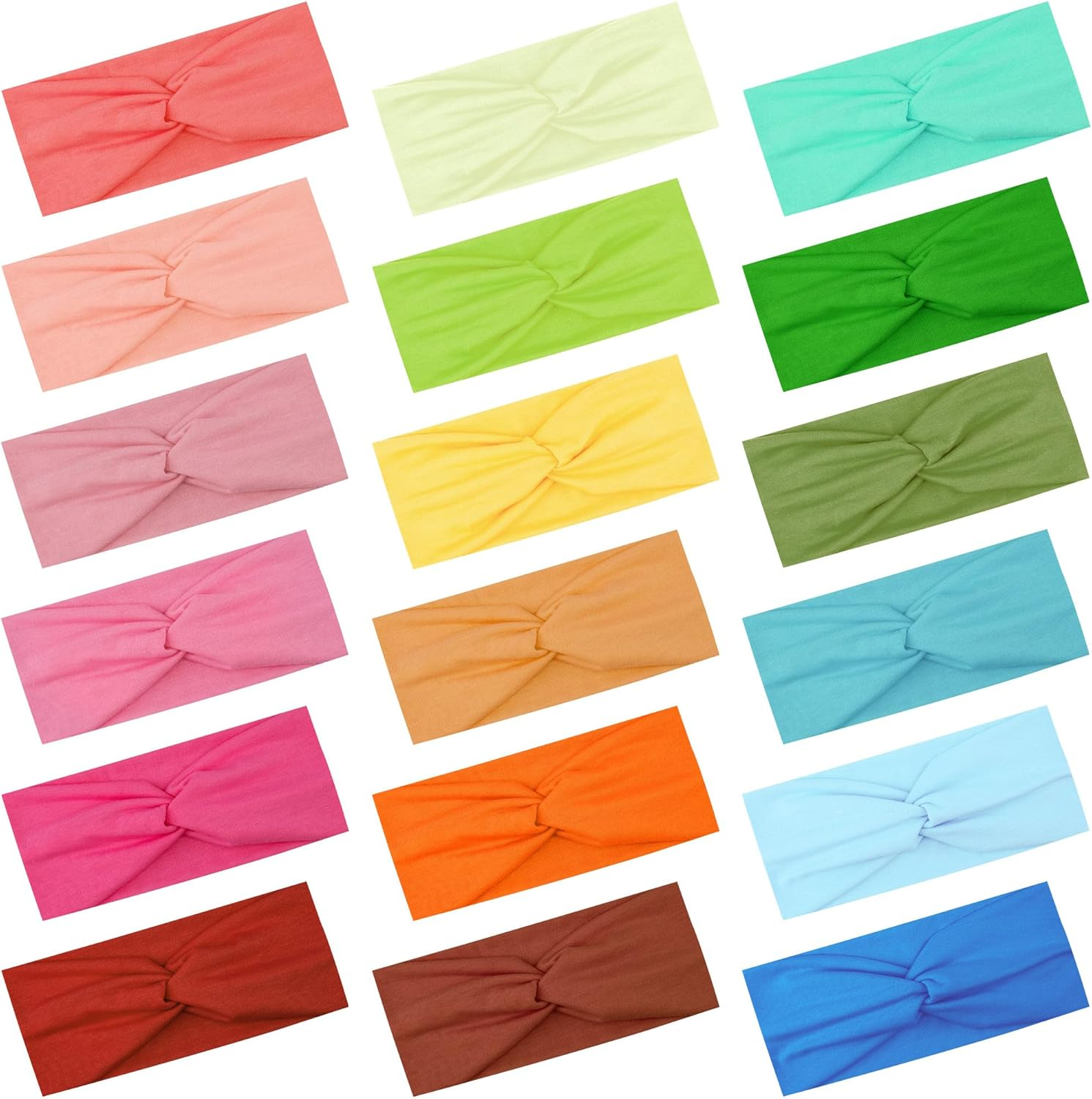 FEQO Pack of 18 Headbands, Elastic Women'S Hair Band, Wide Knotted Headband, Turban, Elastic Hair Accessories, Knot Headbands for Yoga, Sports, Fitness, 18 Colours