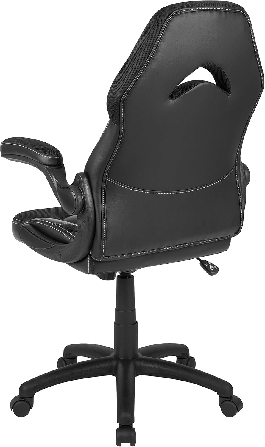 Flash Furniture X10 Gaming Chair Racing Office Ergonomic Computer PC Adjustable Swivel Chair with Flip-Up Arms, Black Leathersoft - Black image number 4