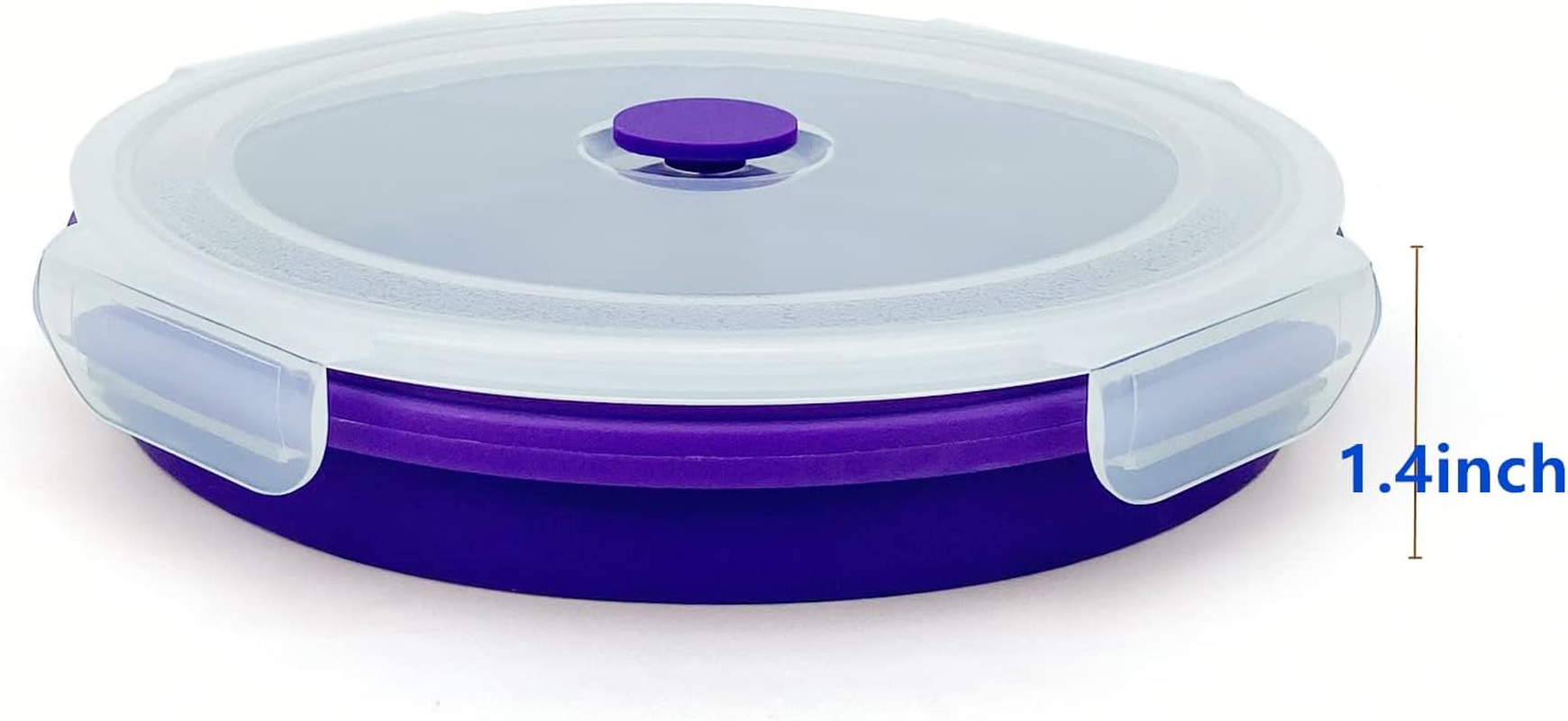 Lunbengo 1200Ml Large Camping Bowl with Foldable Spoon, Collapsible Bowl with Lid, Silicone Bento Box, for Travel Camping Meal Prep & Food Storage, Microwave Dishwasher Safe, Purple - Purple image number 2