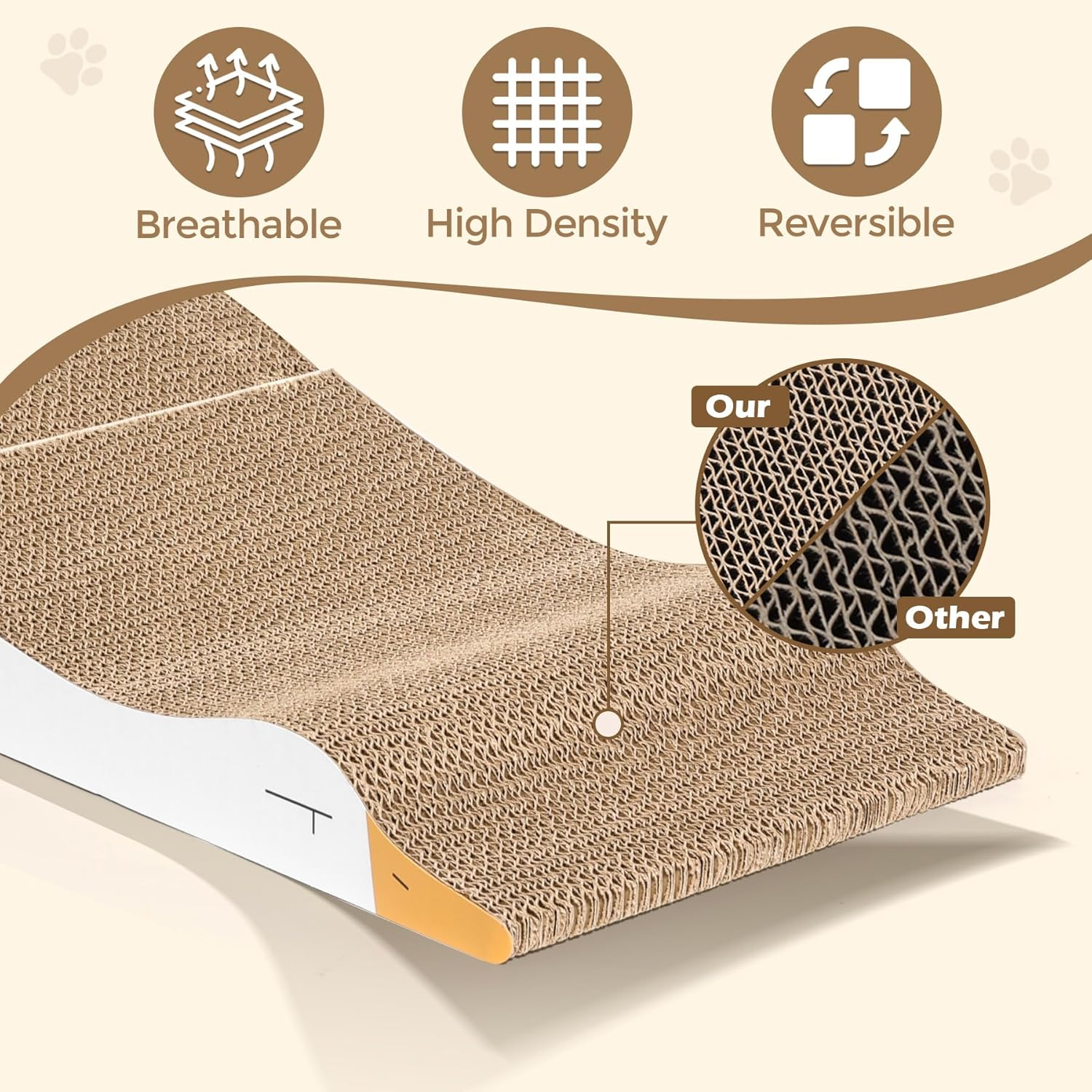 Comsaf Long Cat Scratching Board 26.75"X10" Curved Foldable Scratcher, Duck-Shaped Cardboard Scratchers Recycle Corrugate Pad for Scratch Lounge Lasting Reversible image number 1