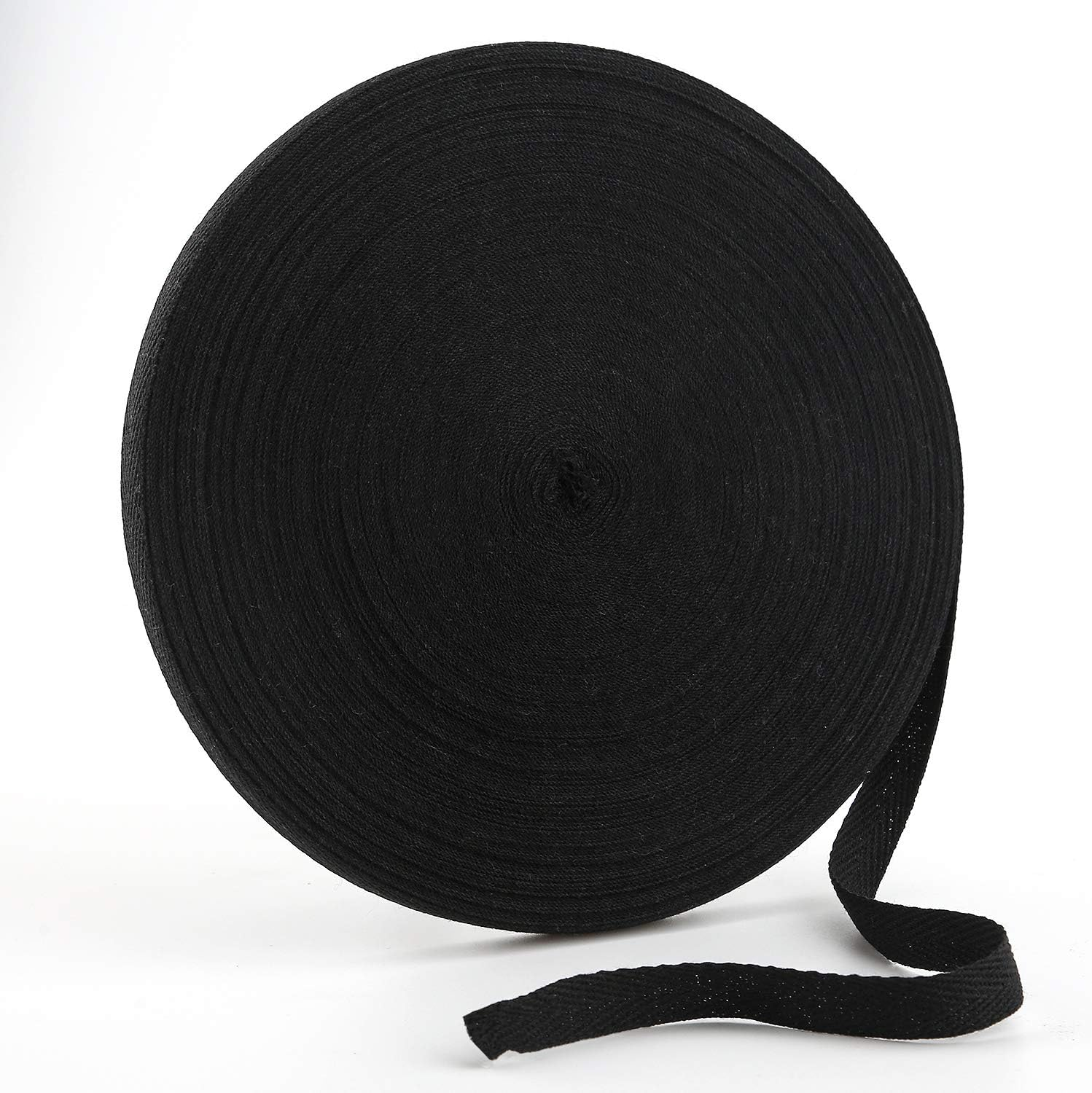 LUTER 50 Yard Twill Tape Ribbon, Herringbone Tape Ribbon Natural Cotton Webbing Tape Bias Binding Tape for DIY Crafts Sewing Supplies (Black, 1/2 Inch) image number 3