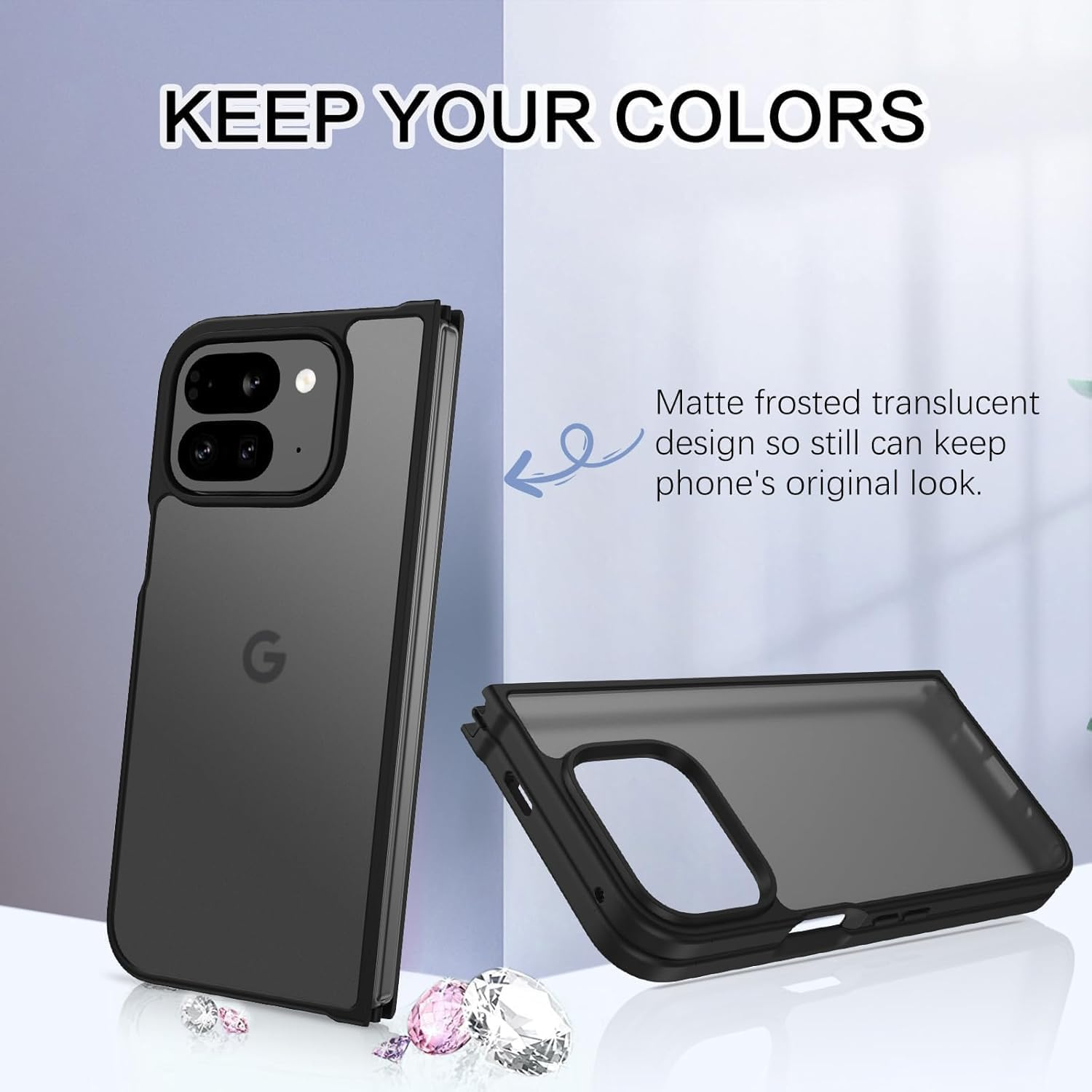 RUNGOS for Google Pixel 9 Pro Fold Case [12Ft Military Grade Drop Tested] [Ultimate Silky Touch] Translucent Matte Cover for Pixel 9 Pro Fold Case, Anti-Fingerprints Slim Shockproof Cover 2024, Black image number 2