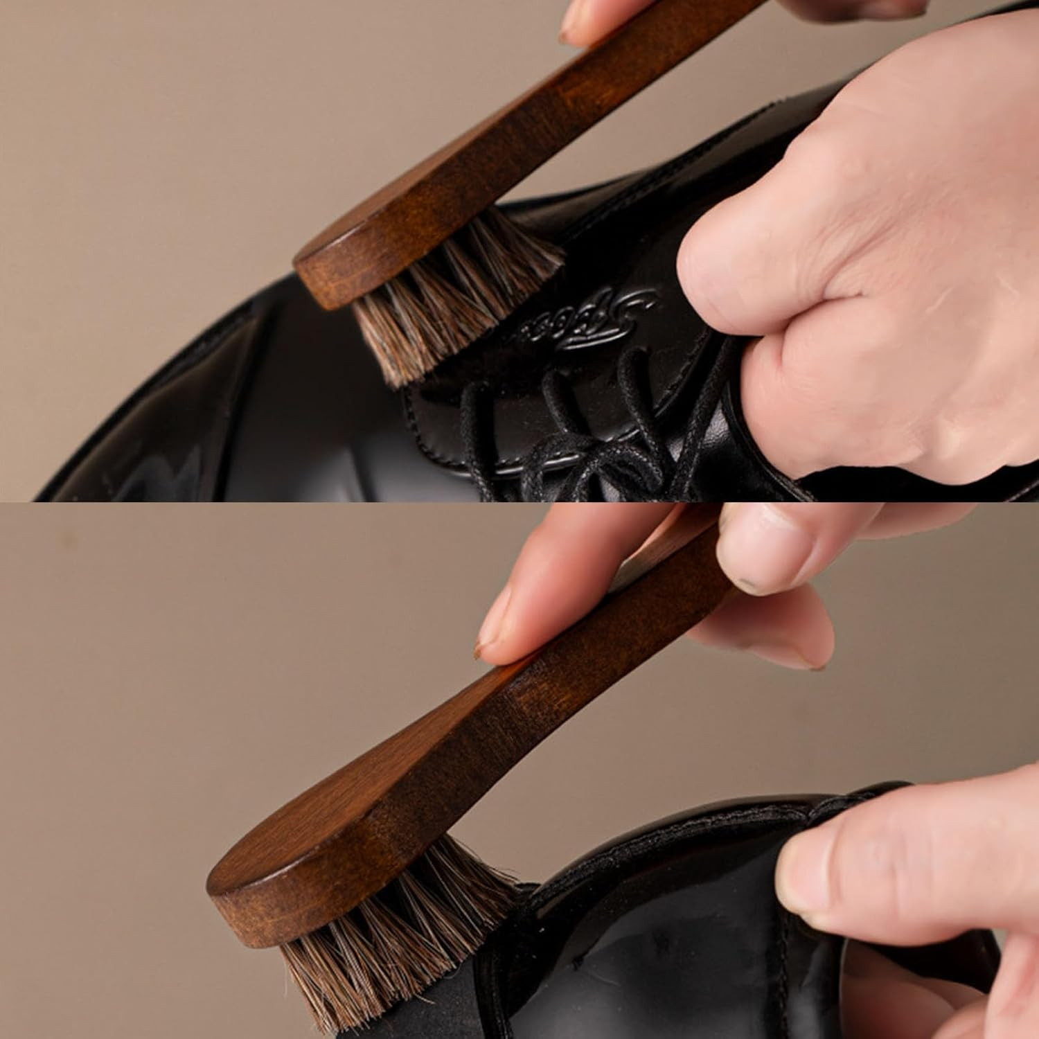 3 Pcs Horsehair Shine Shoes Brush Applicators Cleaning Leather Shoes Boots Care Brushes Suede Cleaner Brush with Fleece image number 3